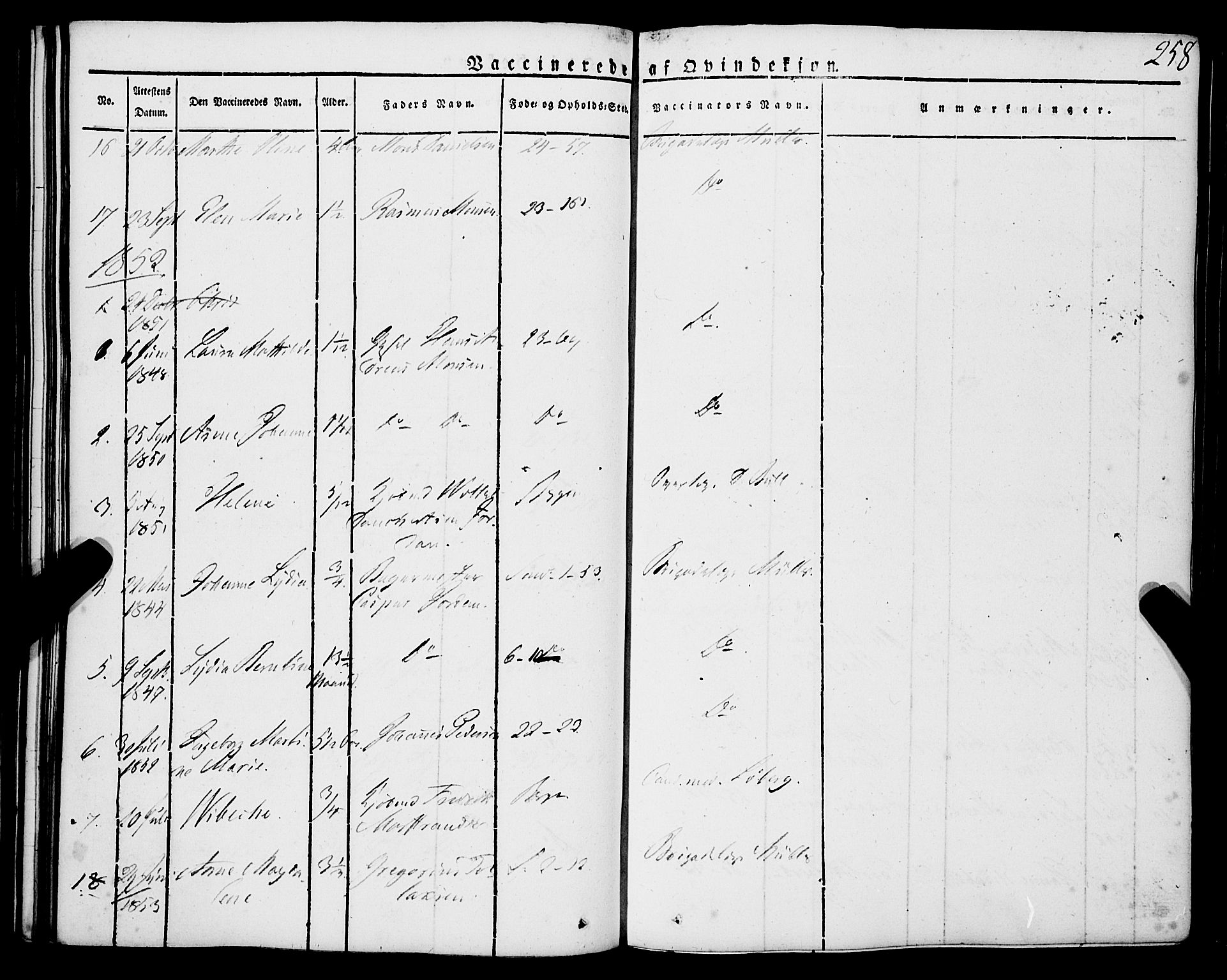 Korskirken sokneprestembete, AV/SAB-A-76101/H/Haa/L0050: Parish register (official) no. F 1, 1821-1869, p. 258