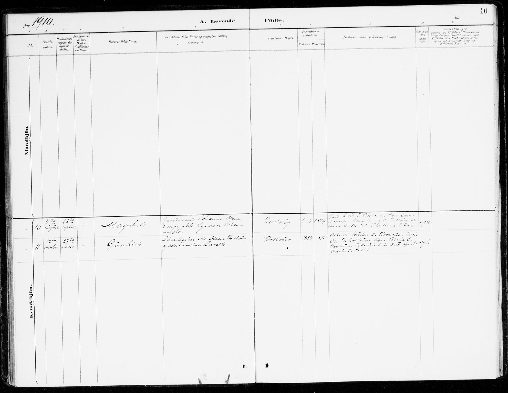 Leikanger sokneprestembete, AV/SAB-A-81001/H/Haa/Haad/L0001: Parish register (official) no. D 1, 1887-1922, p. 46