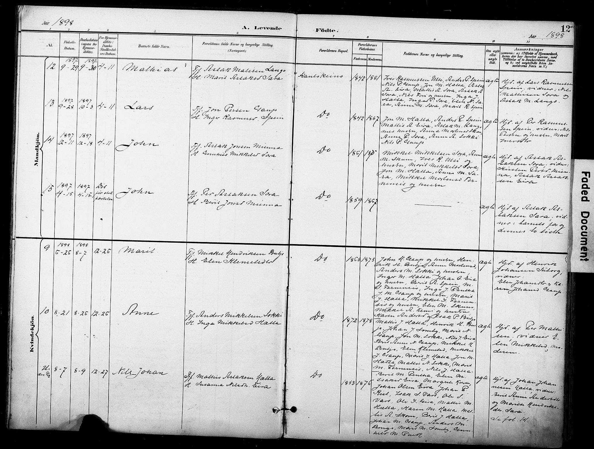 Kautokeino sokneprestembete, AV/SATØ-S-1340/H/Ha/L0005.kirke: Parish register (official) no. 5, 1896-1916, p. 12