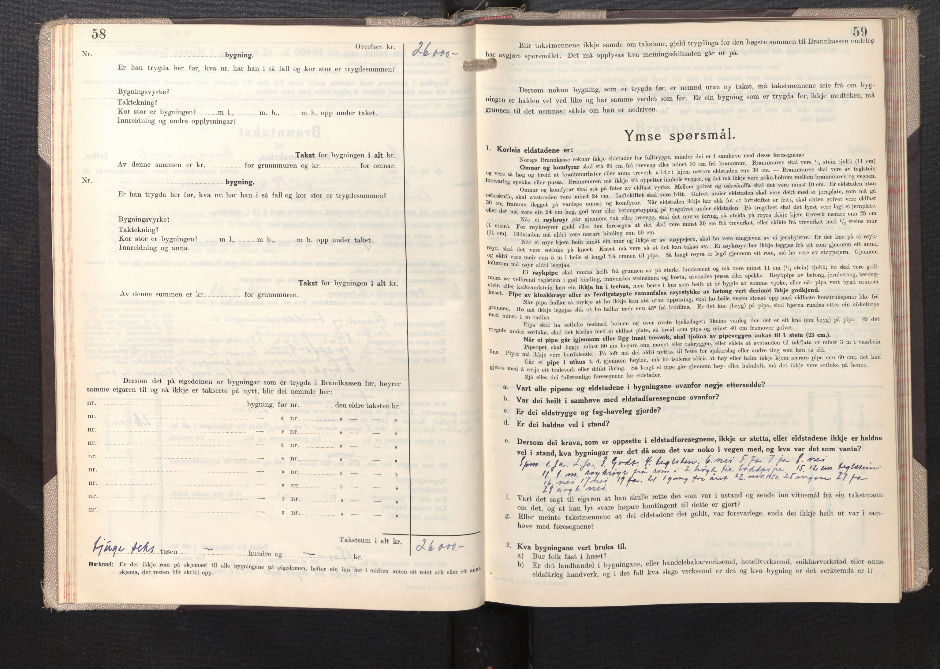 Lensmannen i Bruvik, AV/SAB-A-31301/0012/L0012: Branntakstprotokoll, skjematakst, 1949-1955, p. 58-59