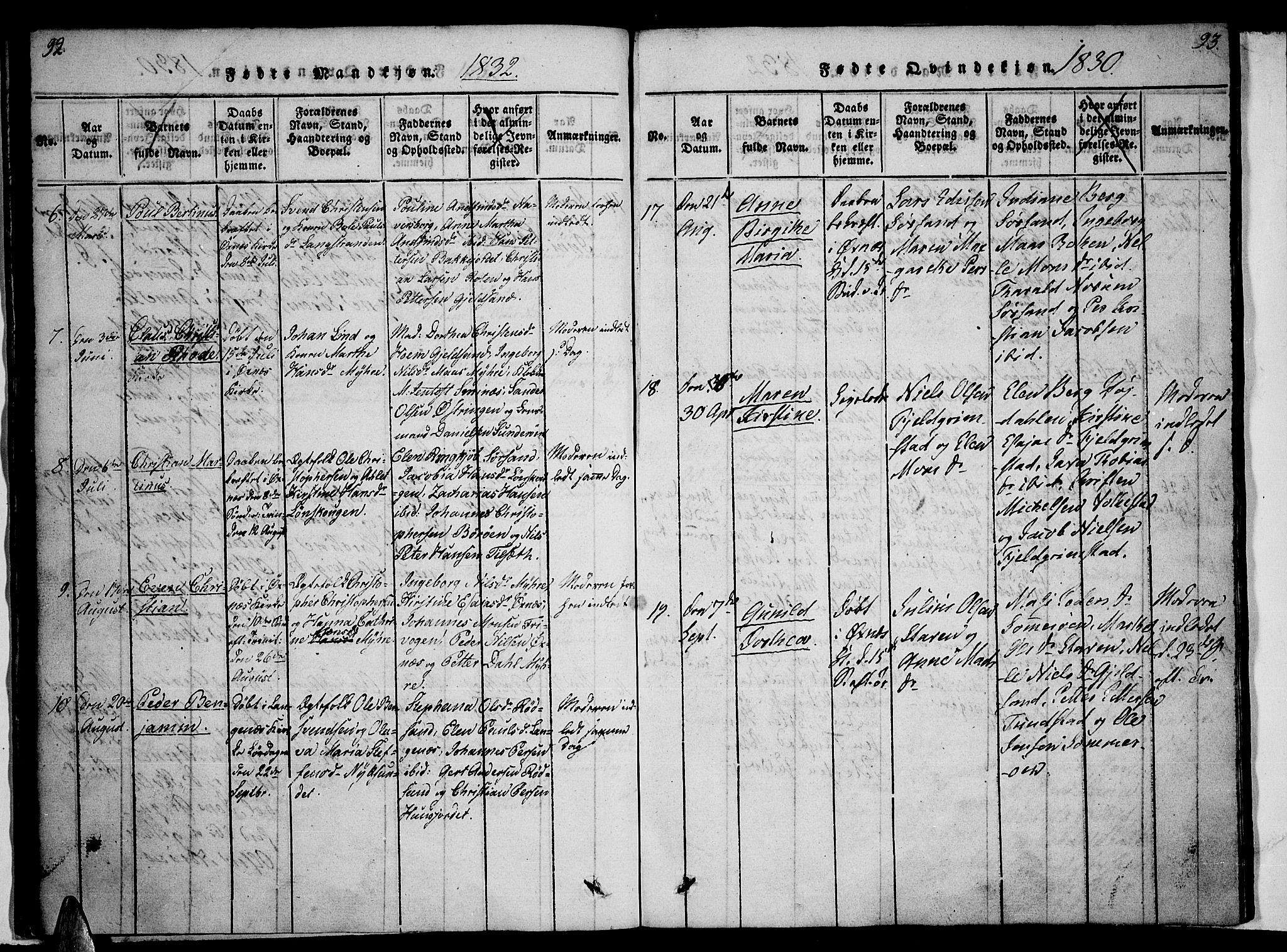 Ministerialprotokoller, klokkerbøker og fødselsregistre - Nordland, SAT/A-1459/893/L1331: Parish register (official) no. 893A04, 1820-1840, p. 92-93