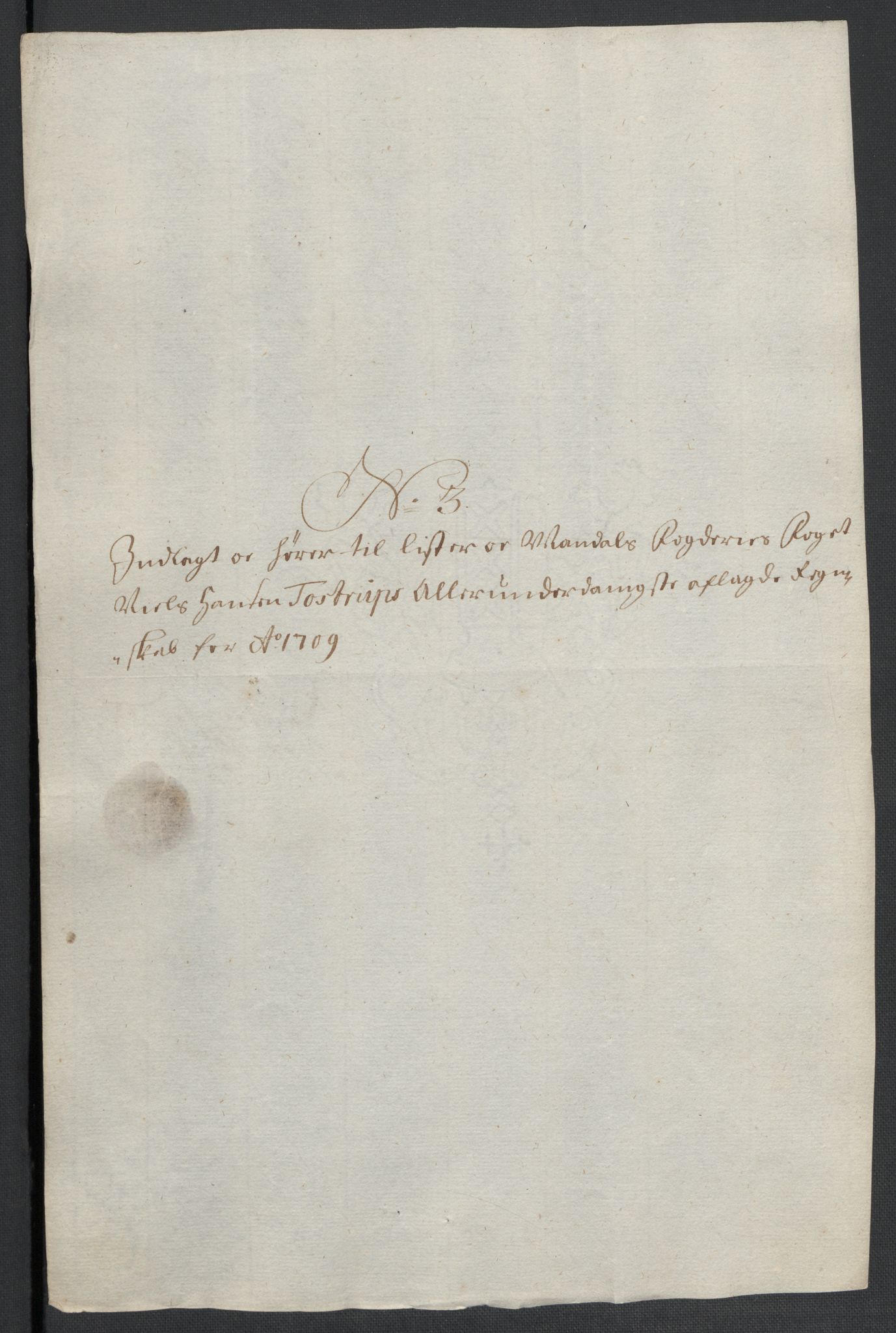 Rentekammeret inntil 1814, Reviderte regnskaper, Fogderegnskap, RA/EA-4092/R43/L2552: Fogderegnskap Lista og Mandal, 1705-1709, p. 235