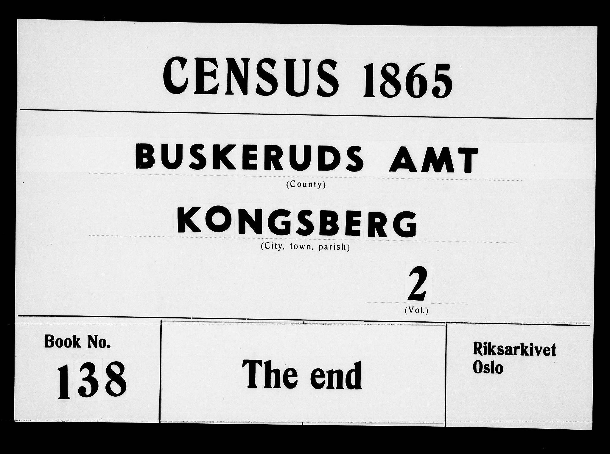 RA, 1865 census for Kongsberg/Kongsberg, 1865, p. 1009