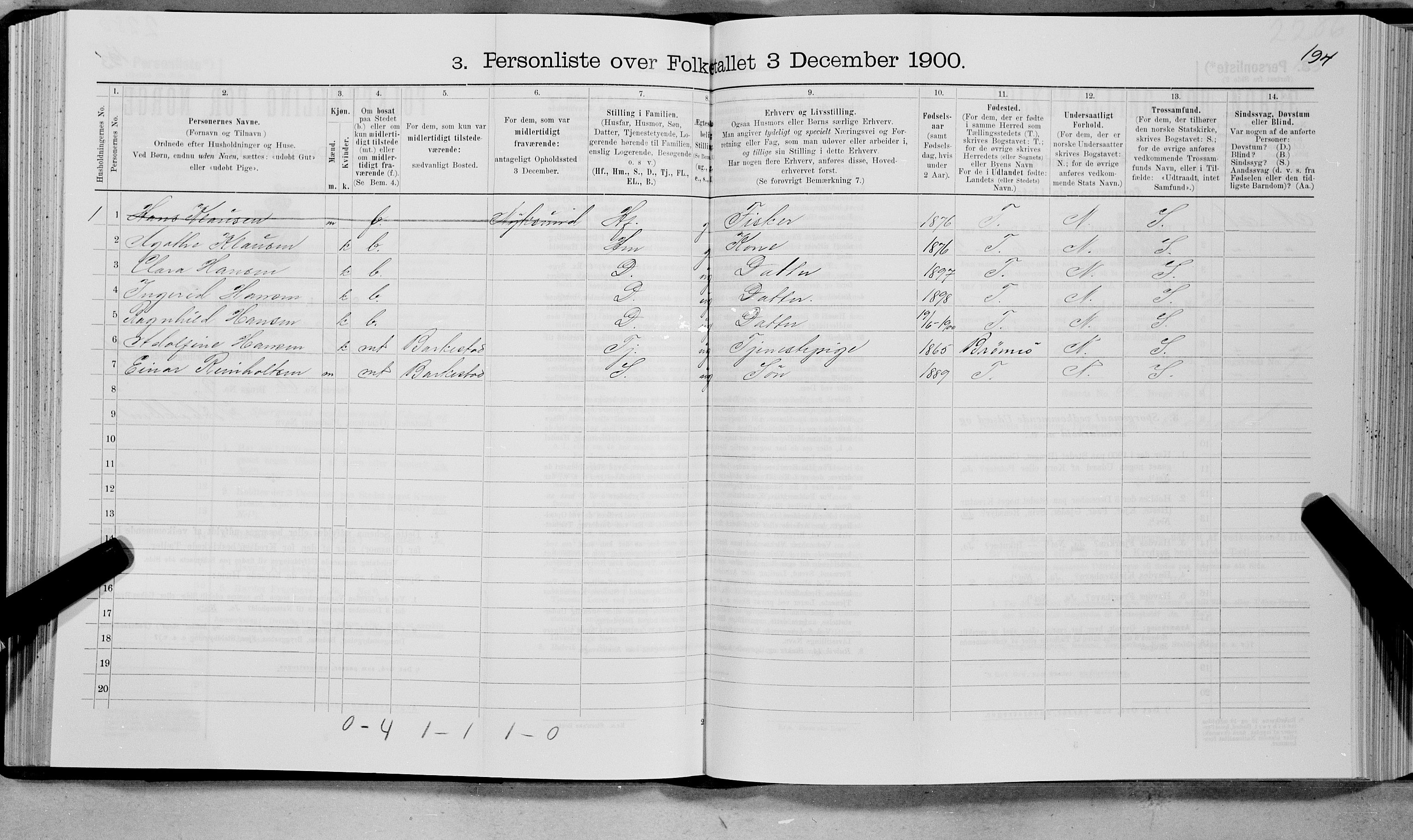 SAT, 1900 census for Øksnes, 1900, p. 602