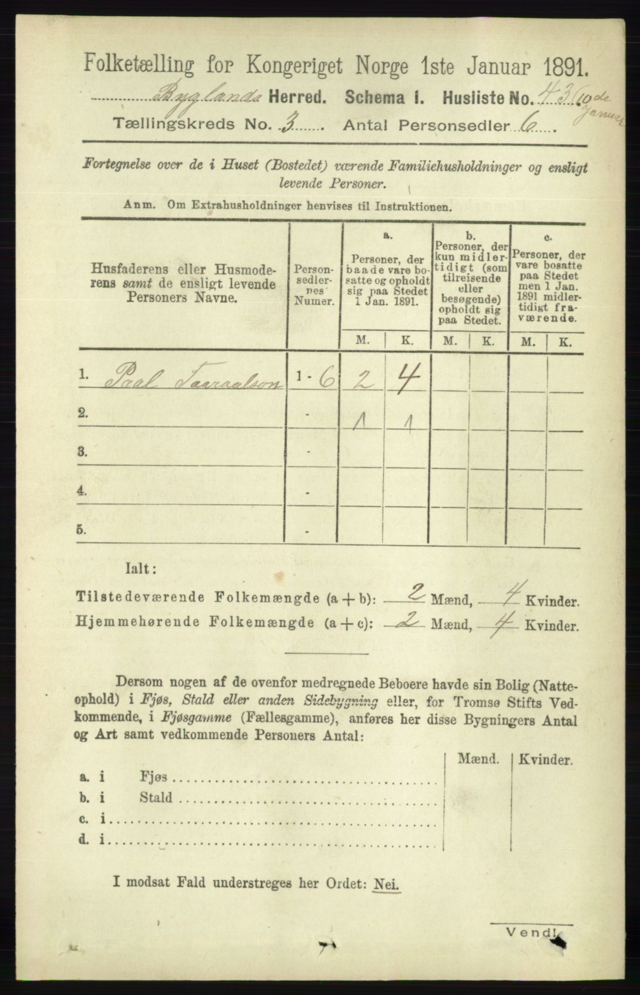 RA, 1891 census for 0938 Bygland, 1891, p. 567