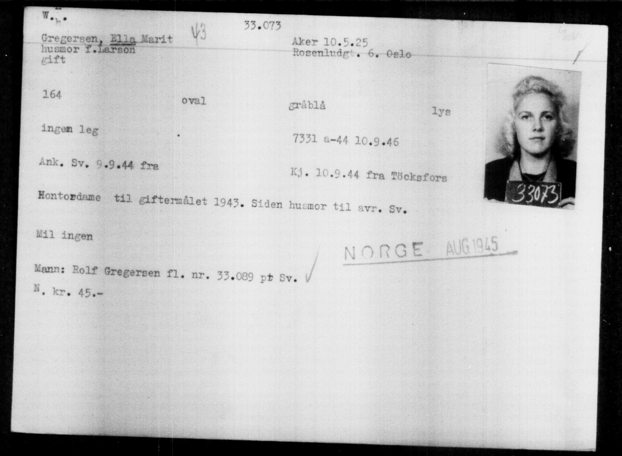 Utenriksstasjonene, Legasjonen i Stockholm, Flyktningkontoret, AV/RA-S-6753/V/Va/L0013: Kjesäterkartoteket, flyktninger med registreringsnr. 31500-34731, 1940-1945, p. 1650