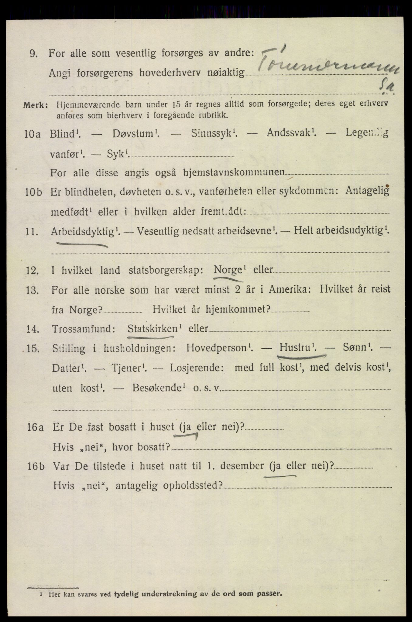 SAH, 1920 census for Vestre Slidre, 1920, p. 1549