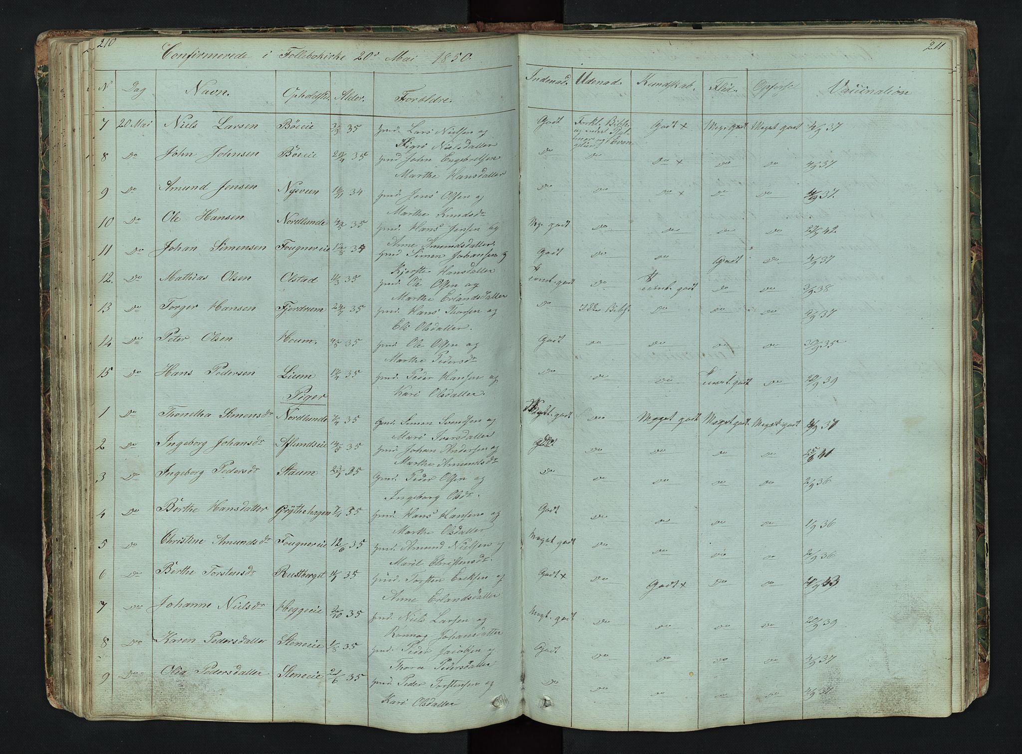 Gausdal prestekontor, SAH/PREST-090/H/Ha/Hab/L0006: Parish register (copy) no. 6, 1846-1893, p. 210-211