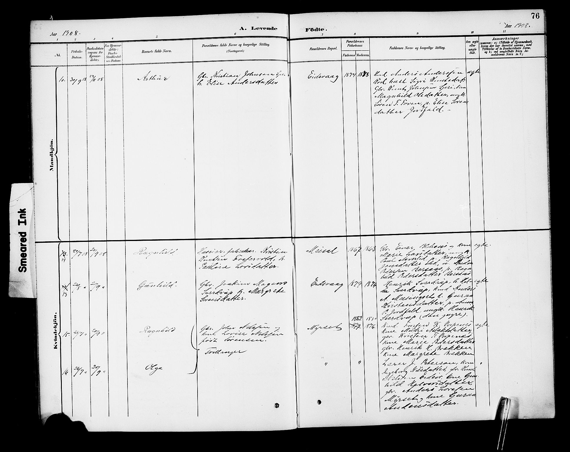 Ministerialprotokoller, klokkerbøker og fødselsregistre - Møre og Romsdal, AV/SAT-A-1454/551/L0632: Parish register (copy) no. 551C04, 1894-1920, p. 76