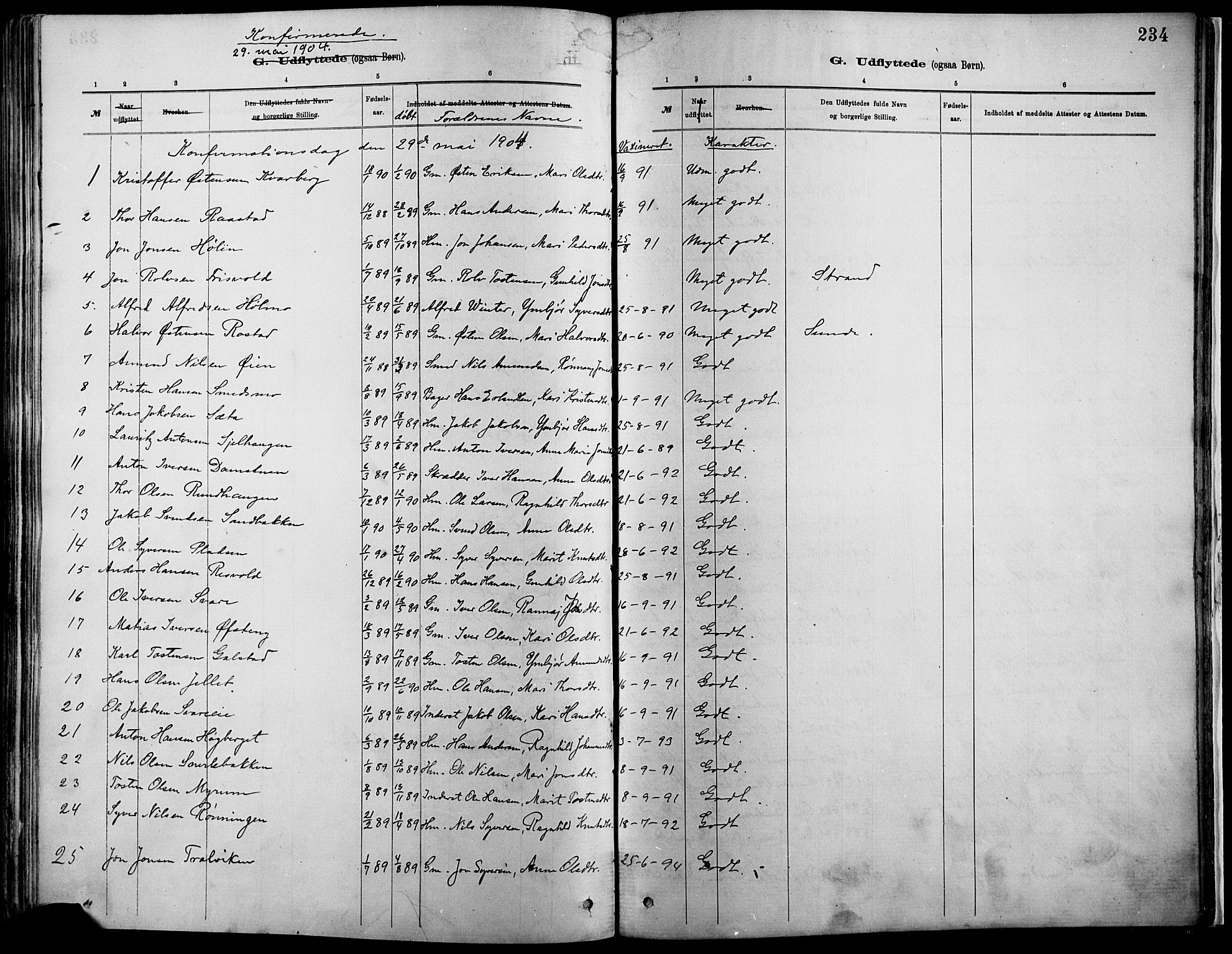 Vågå prestekontor, SAH/PREST-076/H/Ha/Haa/L0009: Parish register (official) no. 9, 1886-1904, p. 234