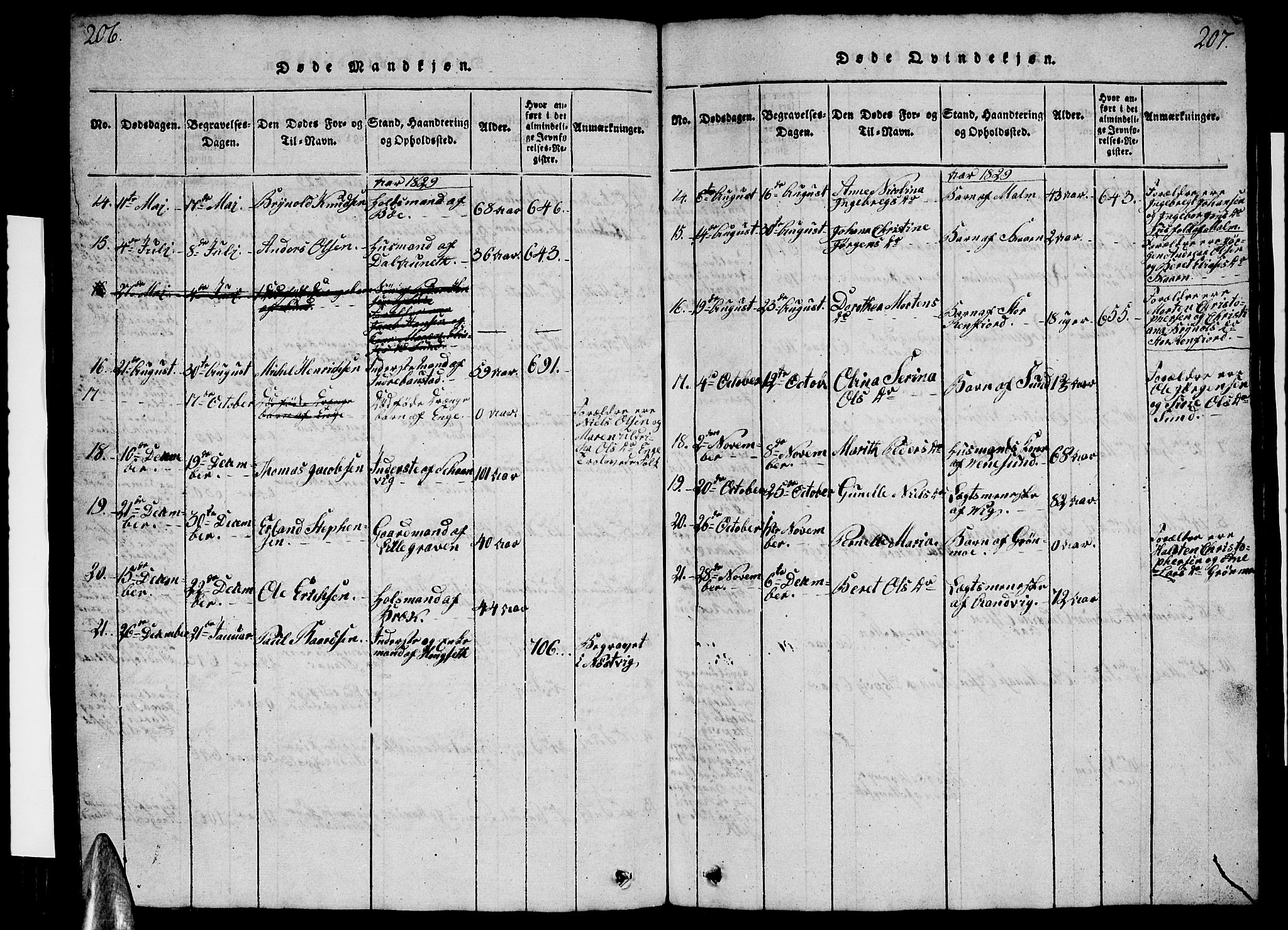 Ministerialprotokoller, klokkerbøker og fødselsregistre - Nordland, AV/SAT-A-1459/812/L0186: Parish register (copy) no. 812C04, 1820-1849, p. 206-207