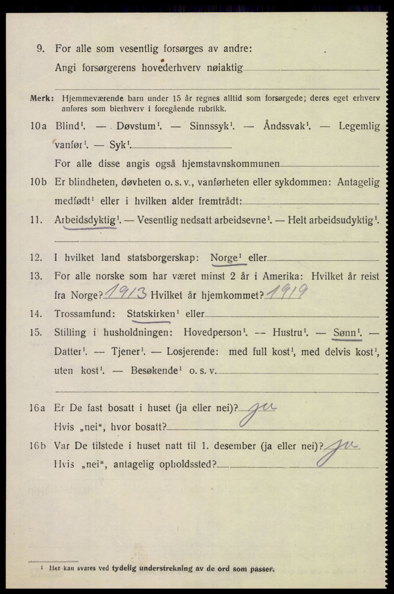 SAK, 1920 census for Oddernes, 1920, p. 10474