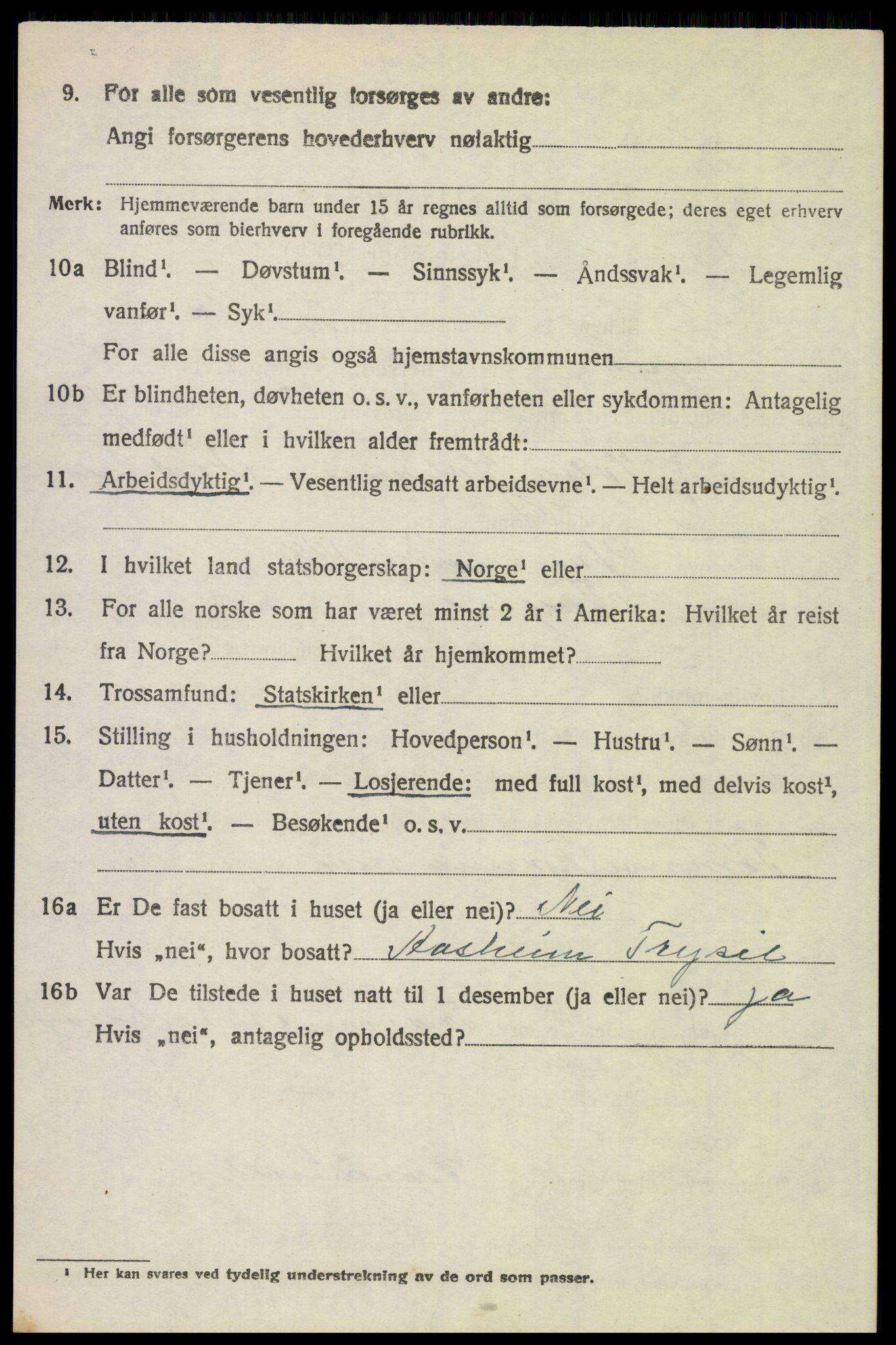 SAH, 1920 census for Trysil, 1920, p. 5224