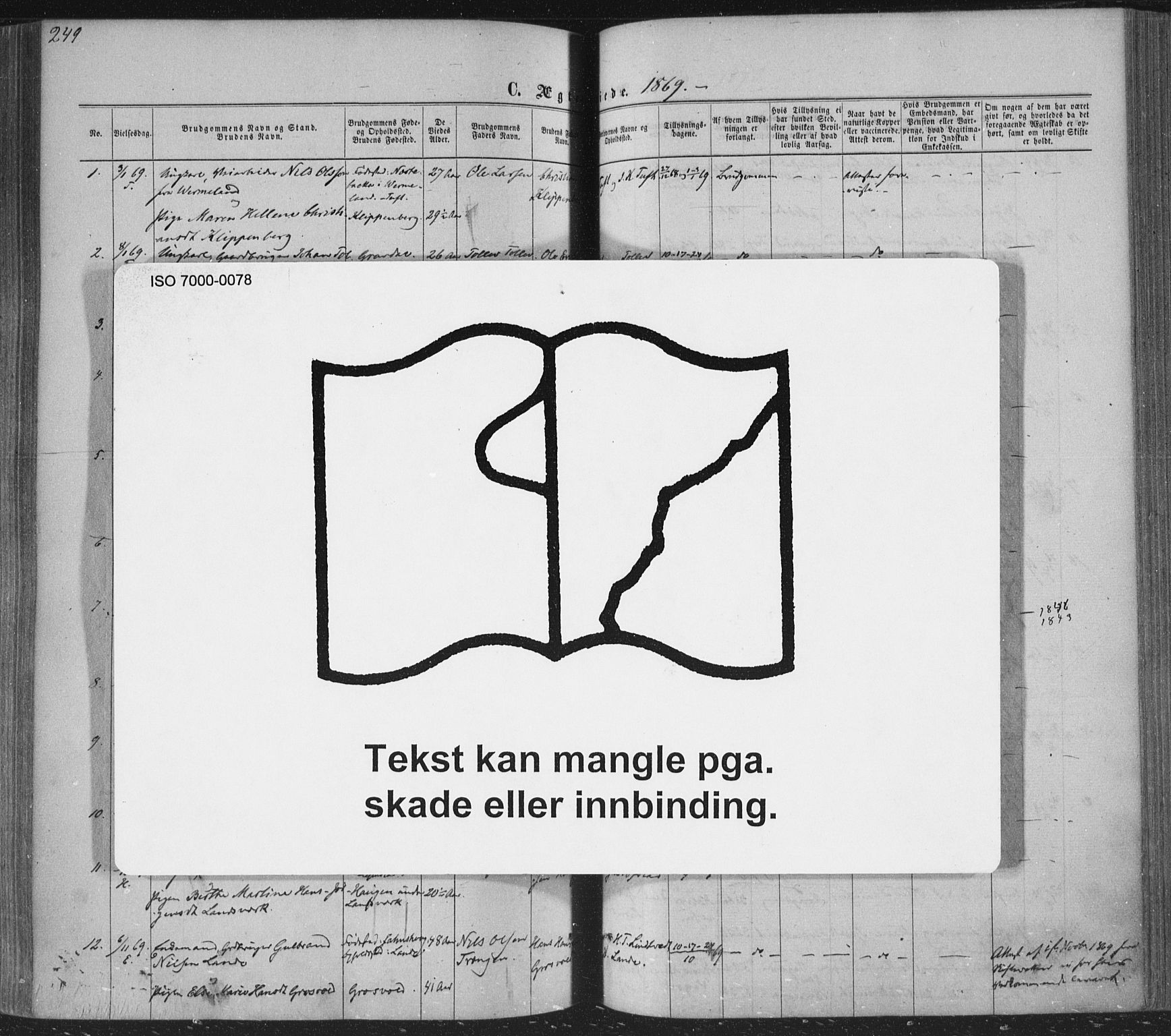 Sandsvær kirkebøker, AV/SAKO-A-244/F/Fa/L0007: Parish register (official) no. I 7, 1869-1877, p. 249