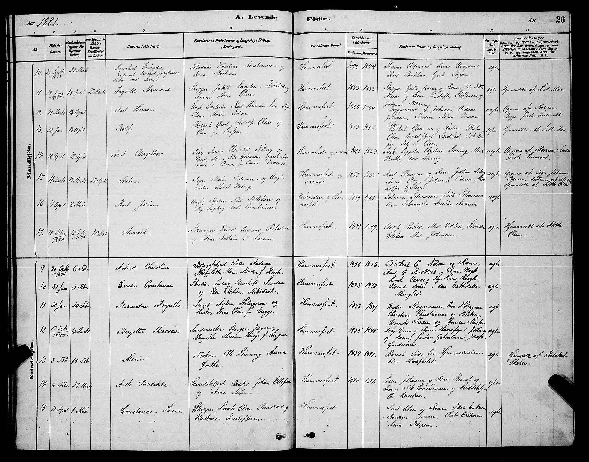 Hammerfest sokneprestkontor, AV/SATØ-S-1347/H/Hb/L0006.klokk: Parish register (copy) no. 6, 1876-1884, p. 26