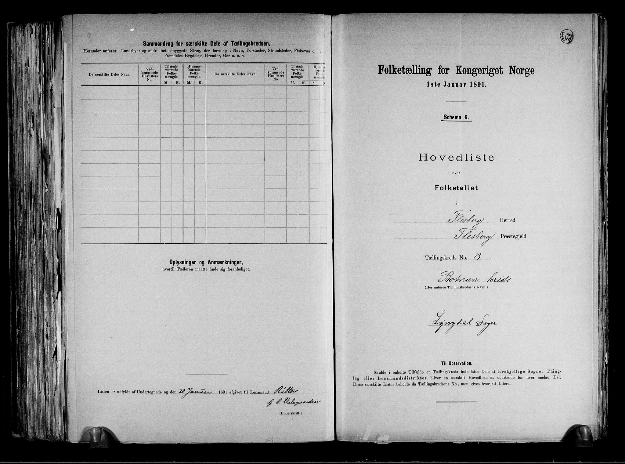 RA, 1891 census for 0631 Flesberg, 1891, p. 32