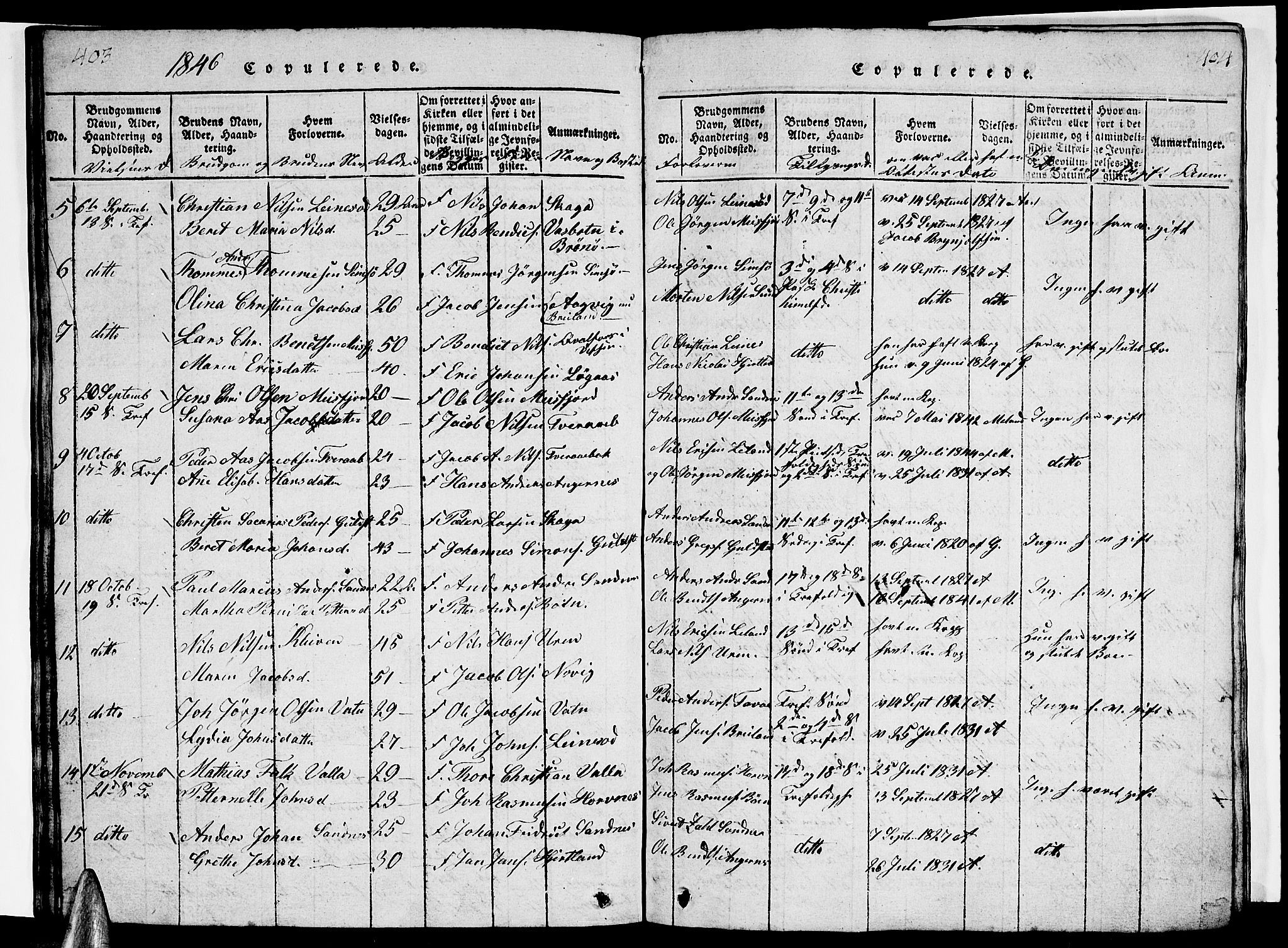 Ministerialprotokoller, klokkerbøker og fødselsregistre - Nordland, AV/SAT-A-1459/831/L0474: Parish register (copy) no. 831C01, 1820-1850, p. 403-404