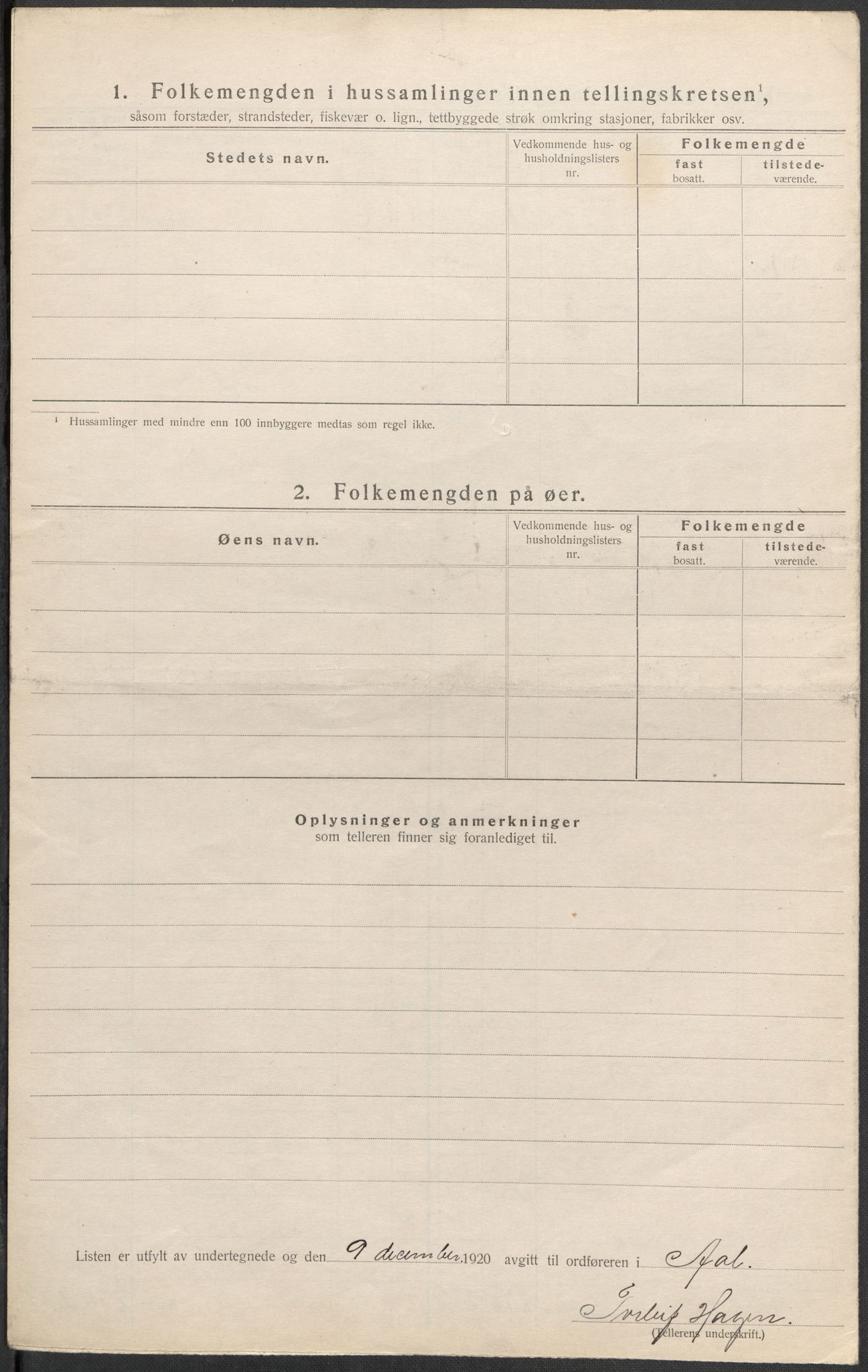 SAKO, 1920 census for Ål, 1920, p. 10