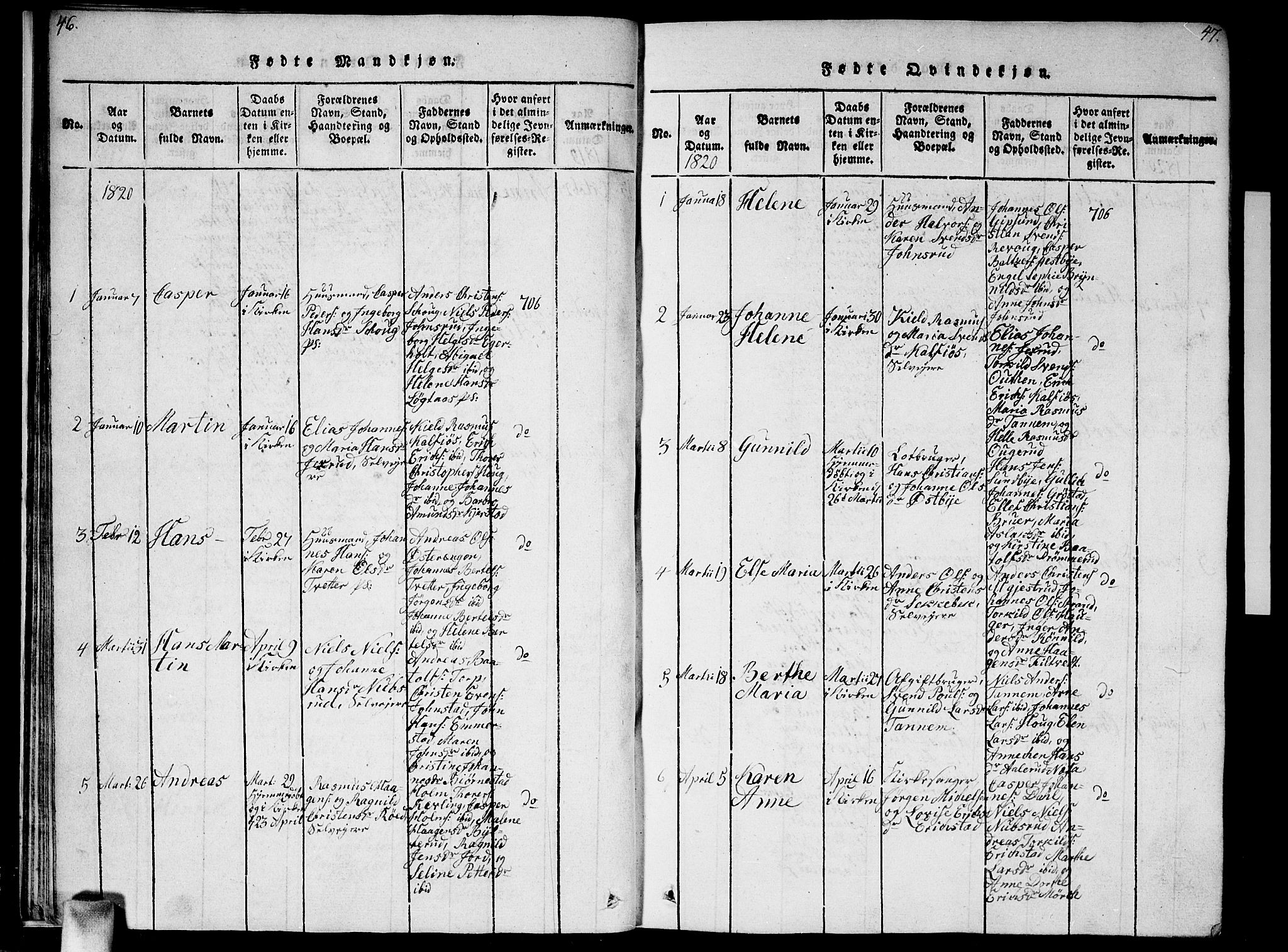 Vestby prestekontor Kirkebøker, SAO/A-10893/F/Fa/L0005: Parish register (official) no. I 5, 1814-1827, p. 46-47