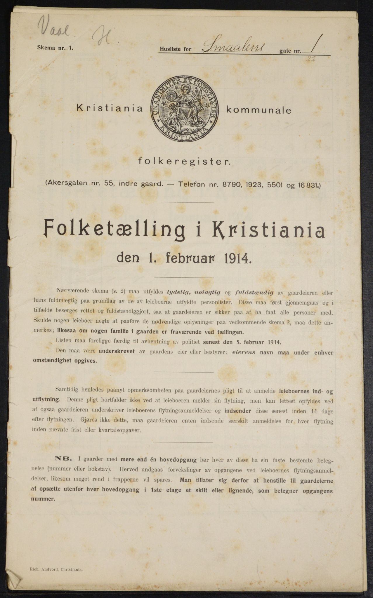 OBA, Municipal Census 1914 for Kristiania, 1914, p. 97558