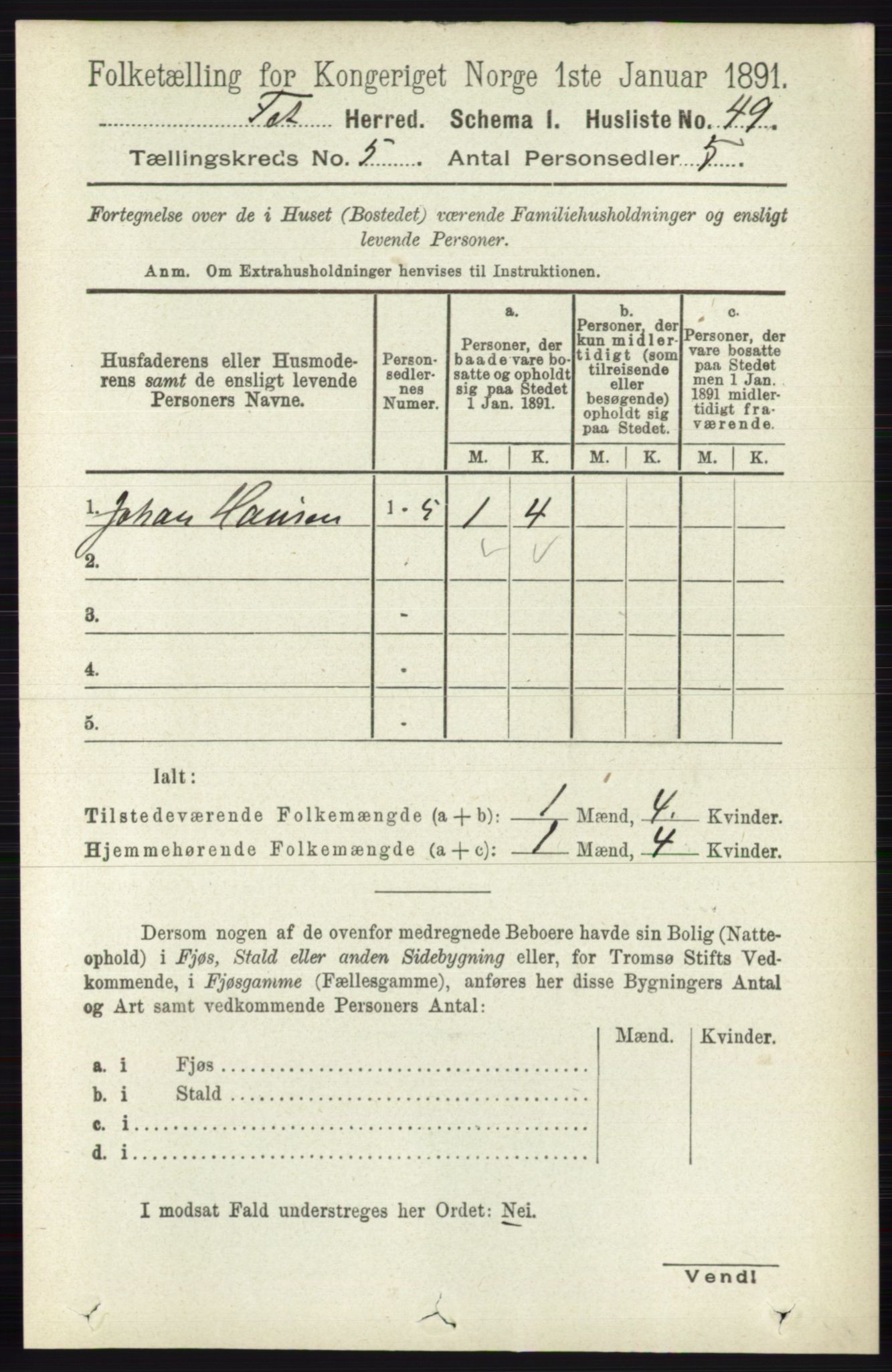 RA, 1891 census for 0227 Fet, 1891, p. 1586