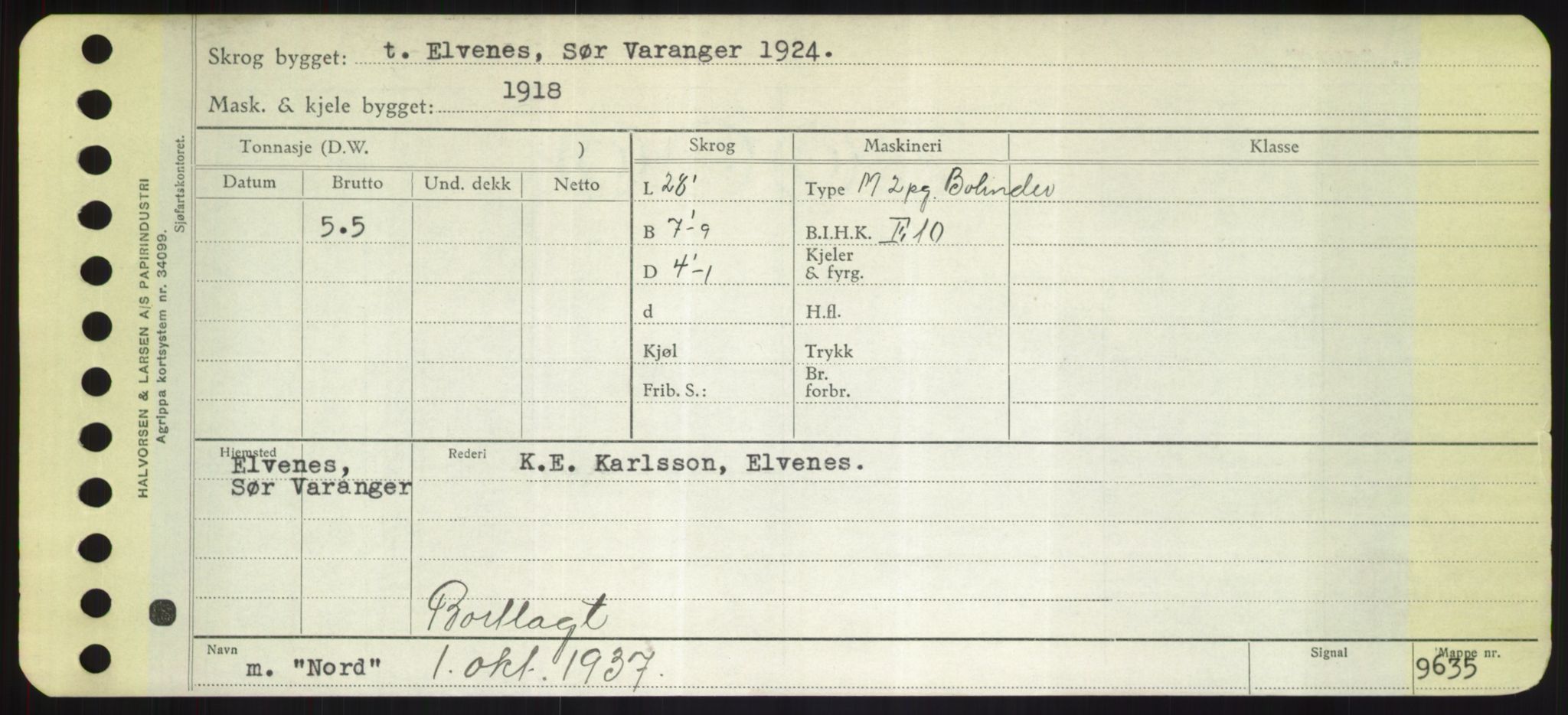 Sjøfartsdirektoratet med forløpere, Skipsmålingen, RA/S-1627/H/Hd/L0026: Fartøy, N-Norhol, p. 411