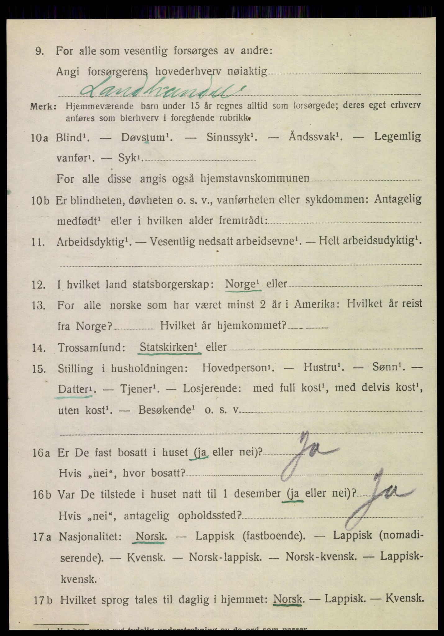 SAT, 1920 census for Tjøtta, 1920, p. 1432