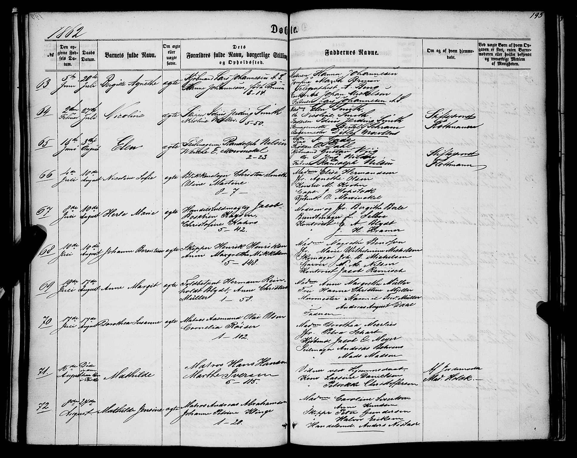 Nykirken Sokneprestembete, SAB/A-77101/H/Haa/L0015: Parish register (official) no. B 2, 1858-1869, p. 195