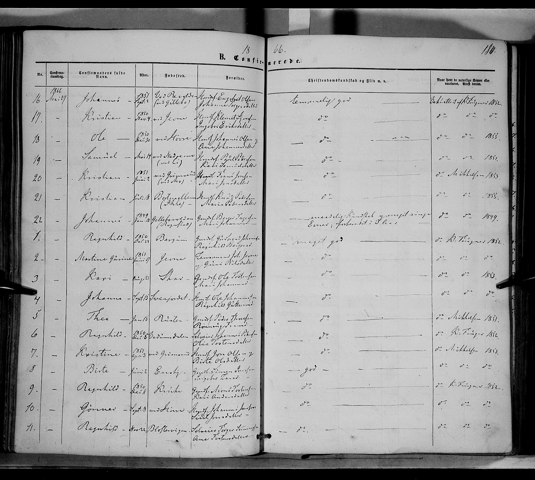 Øyer prestekontor, SAH/PREST-084/H/Ha/Haa/L0006: Parish register (official) no. 6, 1858-1874, p. 180