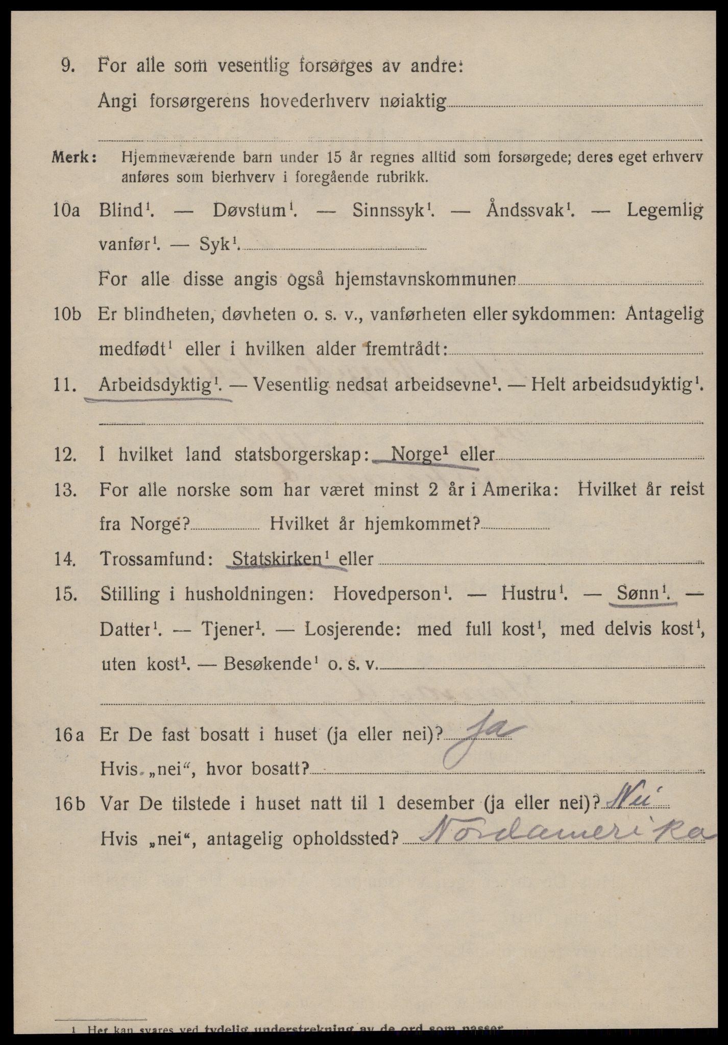 SAT, 1920 census for Kristiansund, 1920, p. 32000
