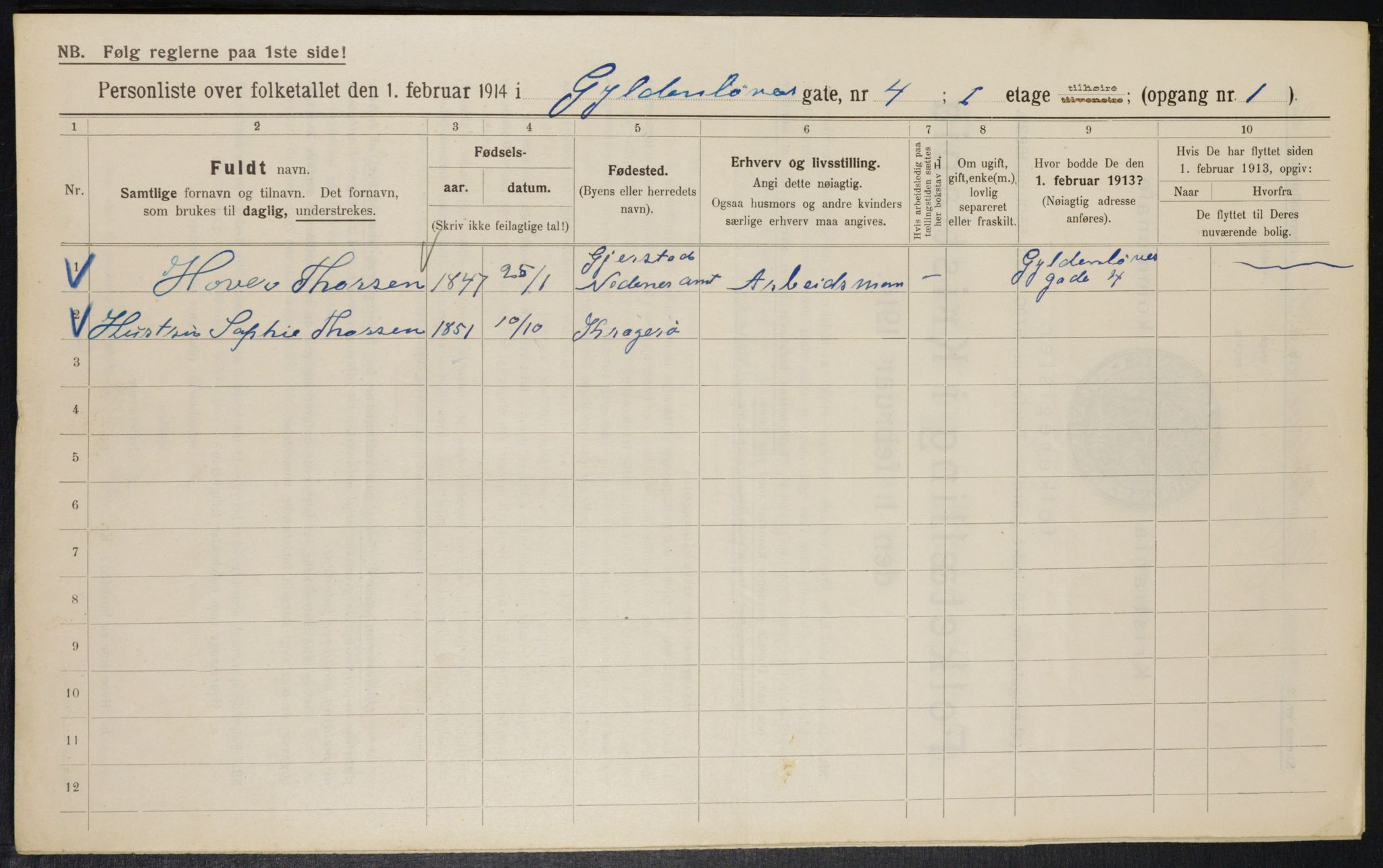 OBA, Municipal Census 1914 for Kristiania, 1914, p. 32581