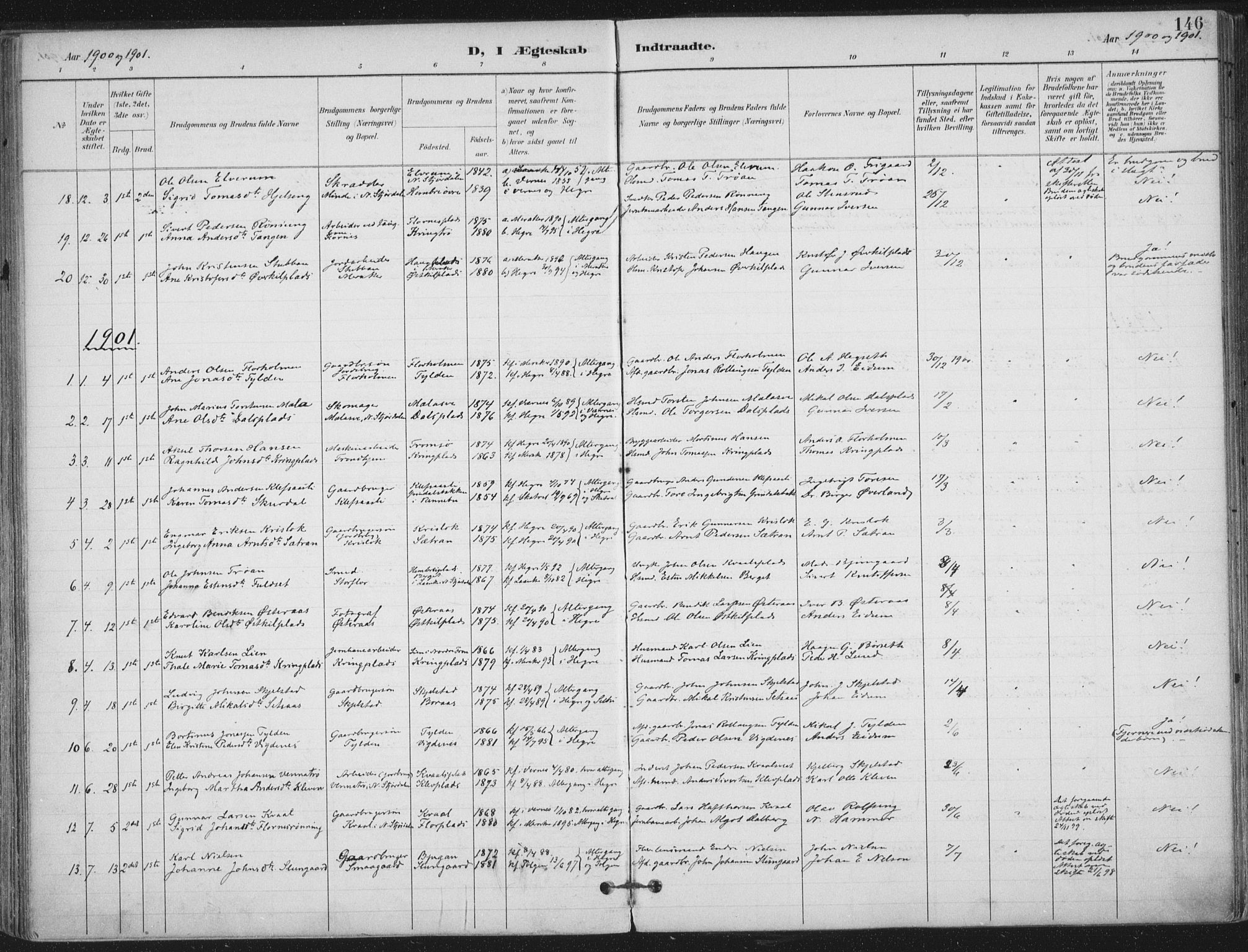Ministerialprotokoller, klokkerbøker og fødselsregistre - Nord-Trøndelag, SAT/A-1458/703/L0031: Parish register (official) no. 703A04, 1893-1914, p. 146