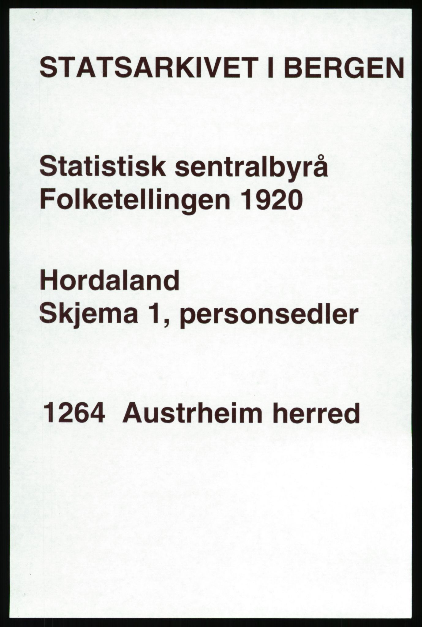 SAB, 1920 census for Austrheim, 1920, p. 954