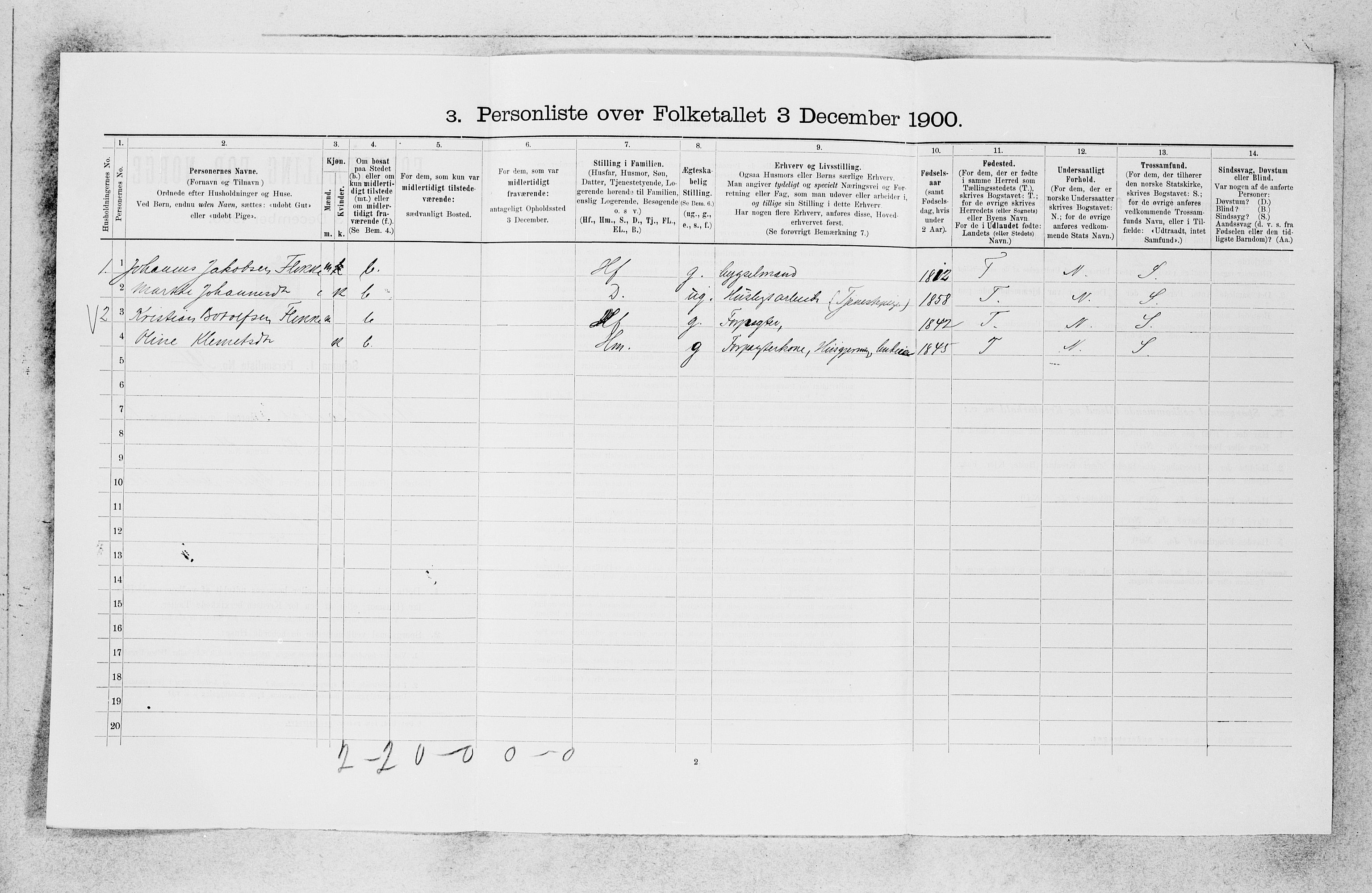 SAB, 1900 census for Ytre Holmedal, 1900, p. 1030