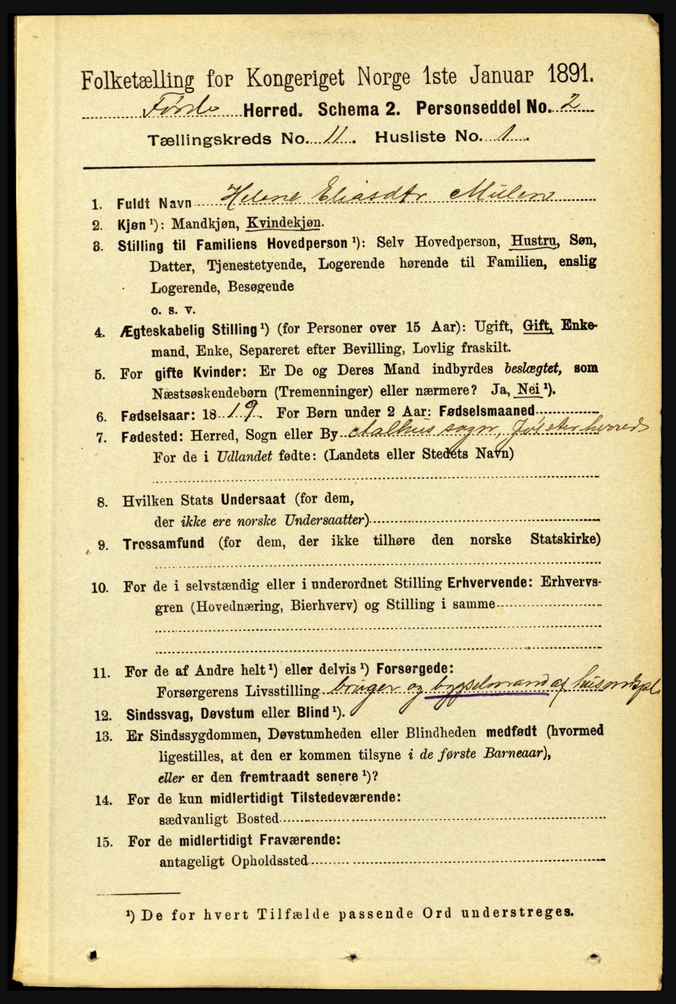 RA, 1891 census for 1432 Førde, 1891, p. 4008