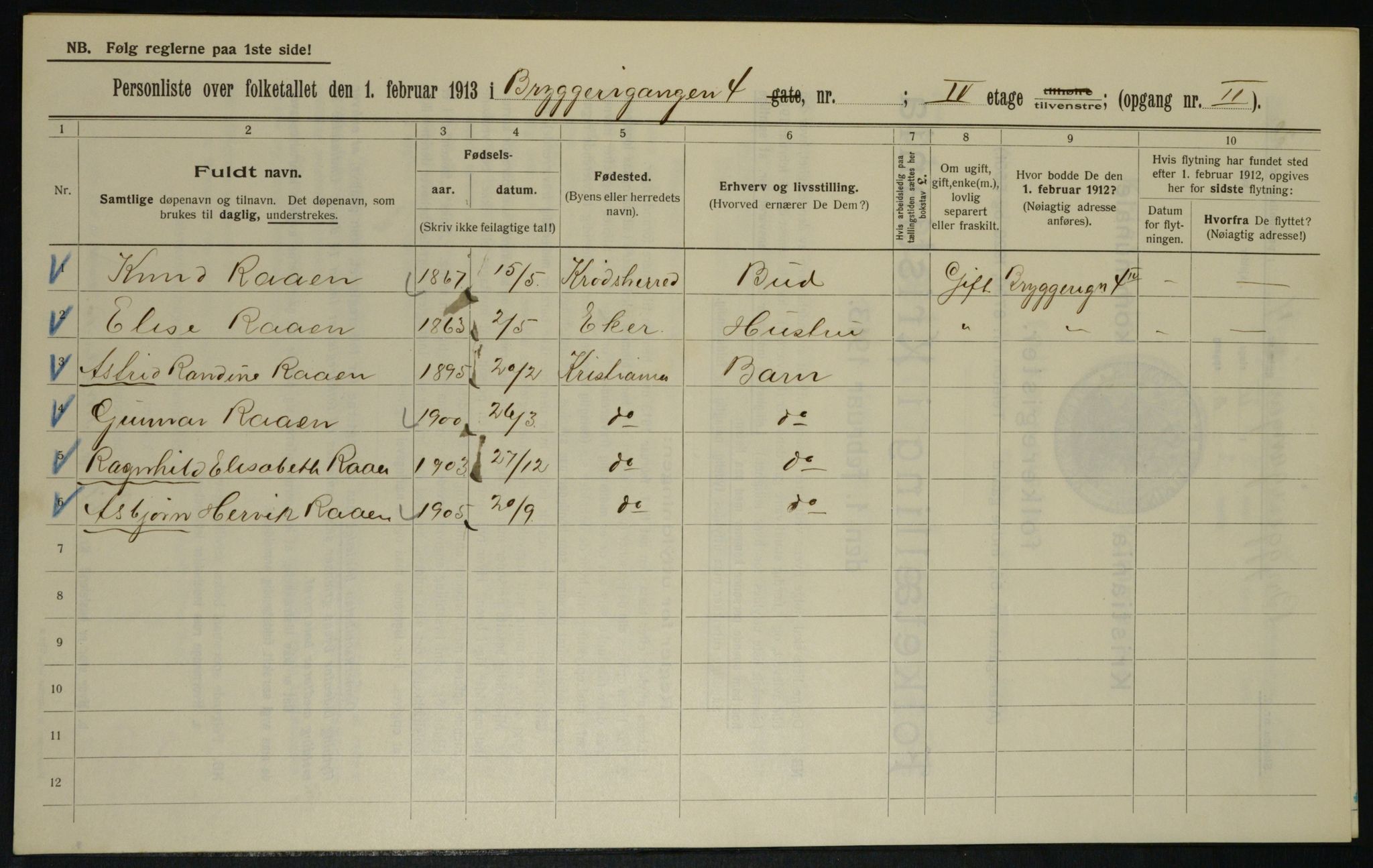 OBA, Municipal Census 1913 for Kristiania, 1913, p. 10157