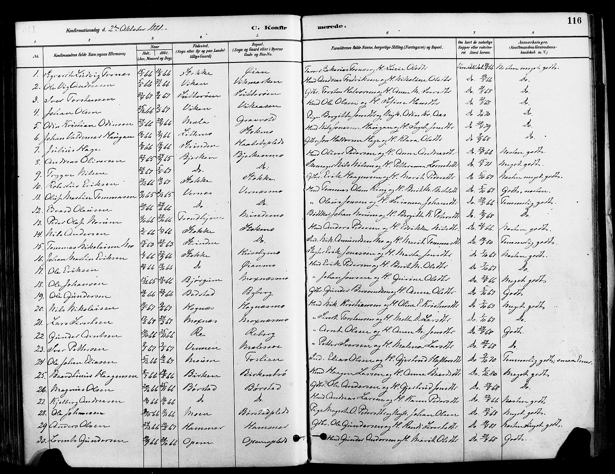 Ministerialprotokoller, klokkerbøker og fødselsregistre - Nord-Trøndelag, SAT/A-1458/709/L0077: Parish register (official) no. 709A17, 1880-1895, p. 116