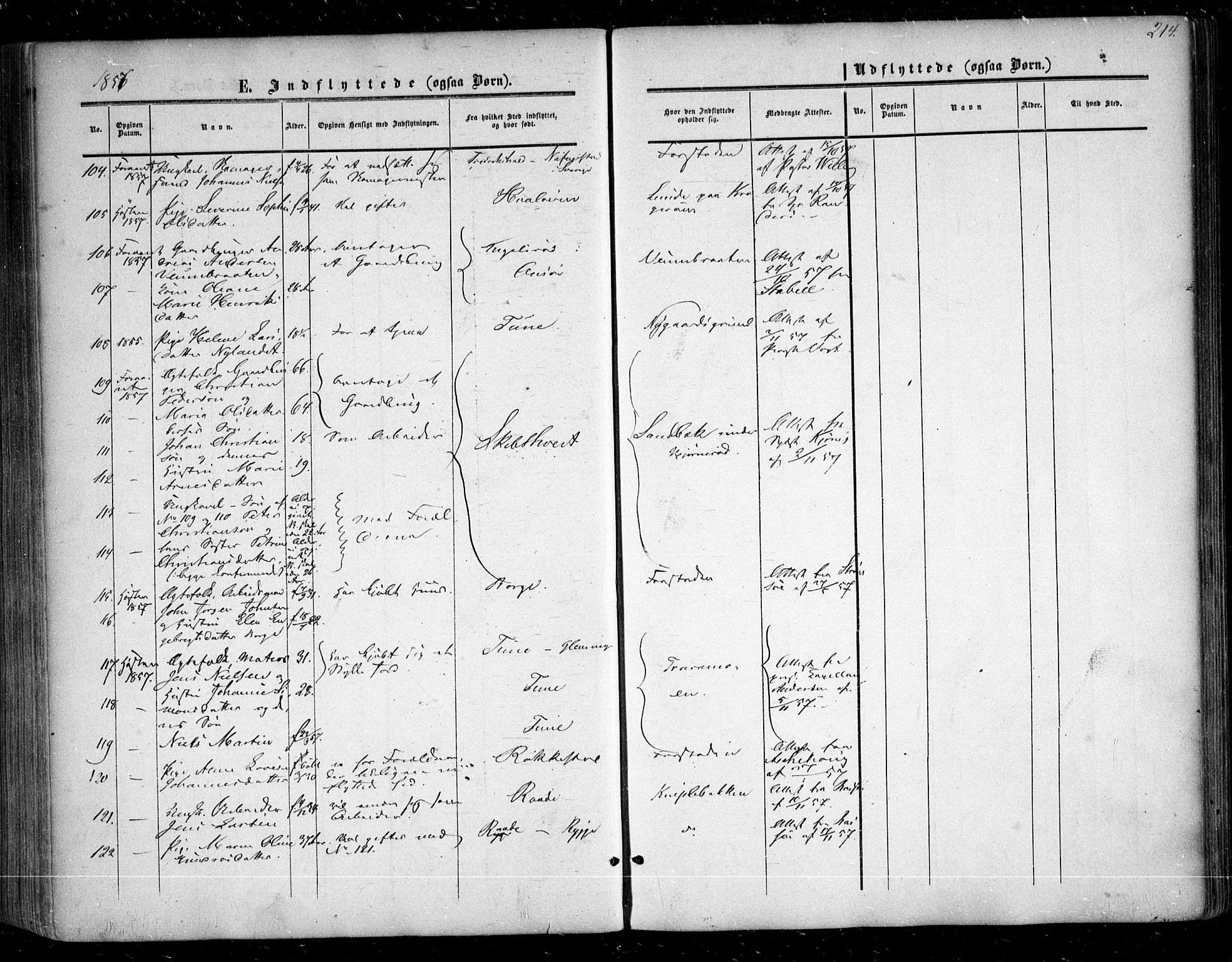 Glemmen prestekontor Kirkebøker, AV/SAO-A-10908/F/Fa/L0007: Parish register (official) no. 7, 1853-1862, p. 214