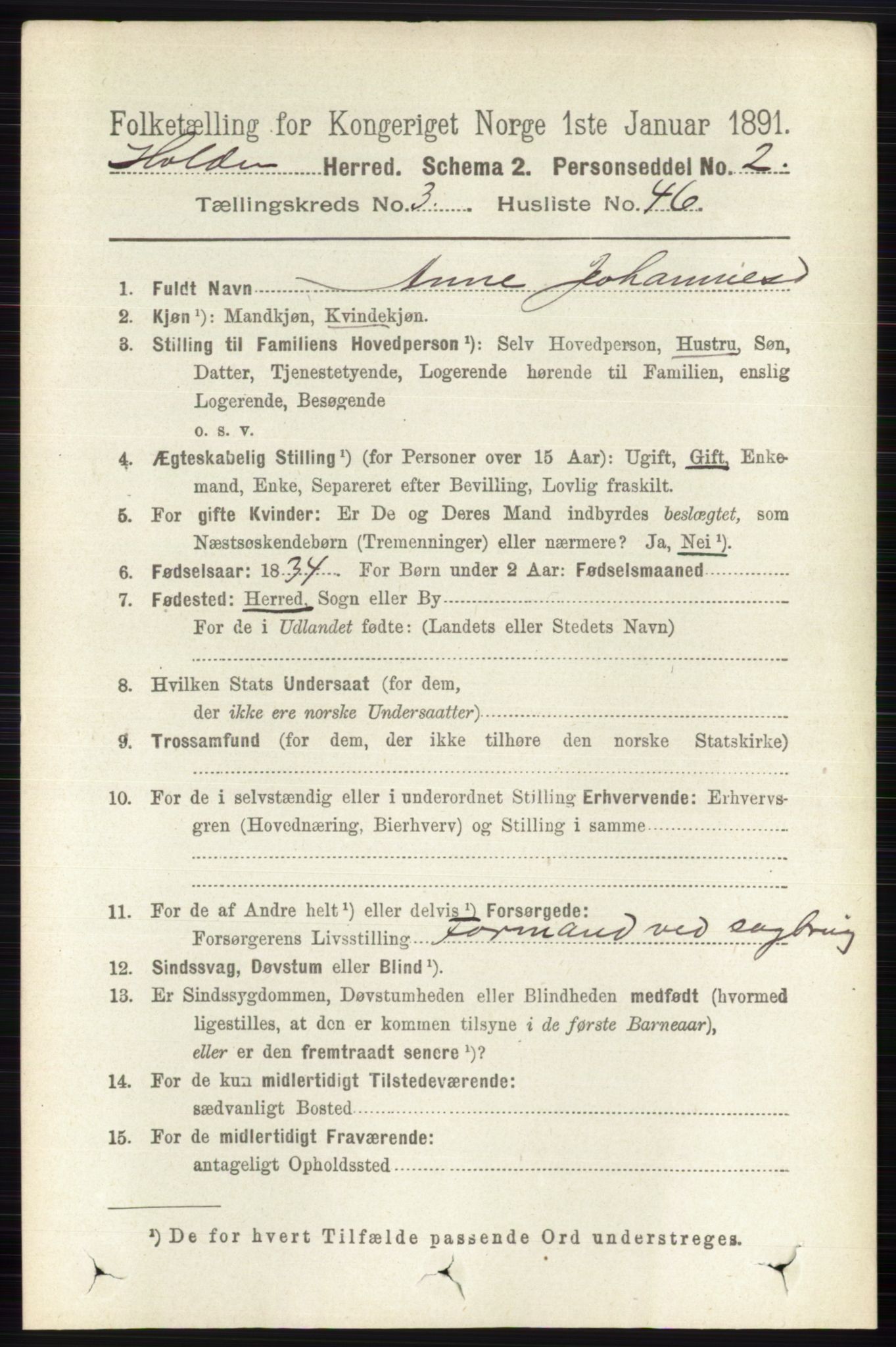 RA, 1891 census for 0819 Holla, 1891, p. 1824