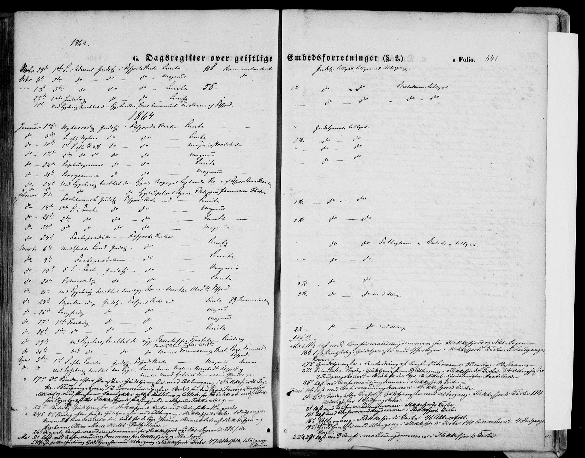 Flekkefjord sokneprestkontor, AV/SAK-1111-0012/F/Fa/Fac/L0005: Parish register (official) no. A 5, 1849-1875, p. 541