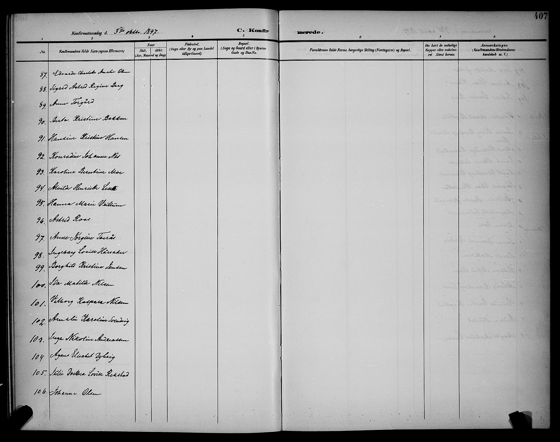 Ministerialprotokoller, klokkerbøker og fødselsregistre - Sør-Trøndelag, AV/SAT-A-1456/604/L0225: Parish register (copy) no. 604C08, 1895-1899, p. 407