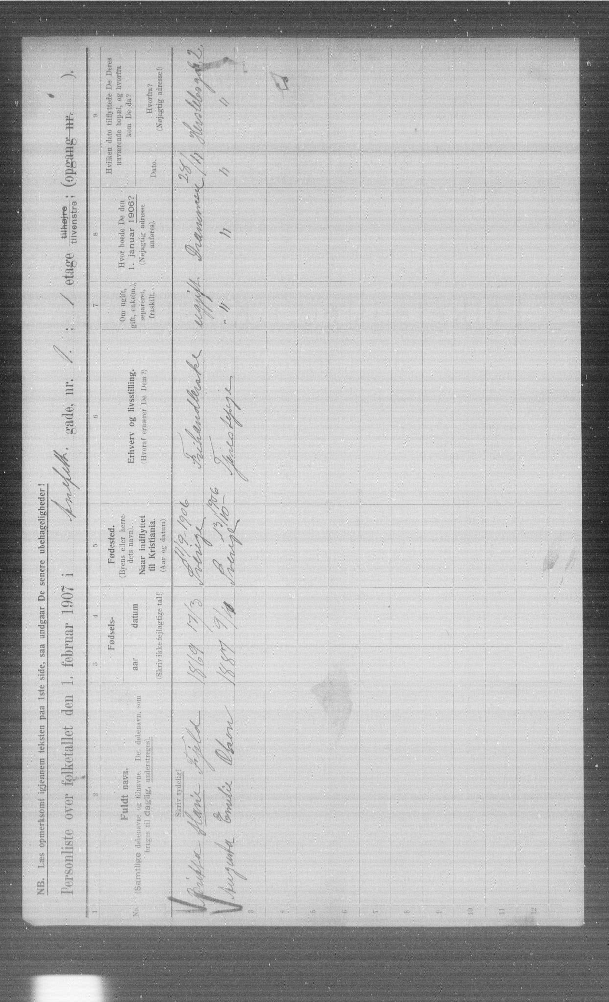 OBA, Municipal Census 1907 for Kristiania, 1907, p. 608