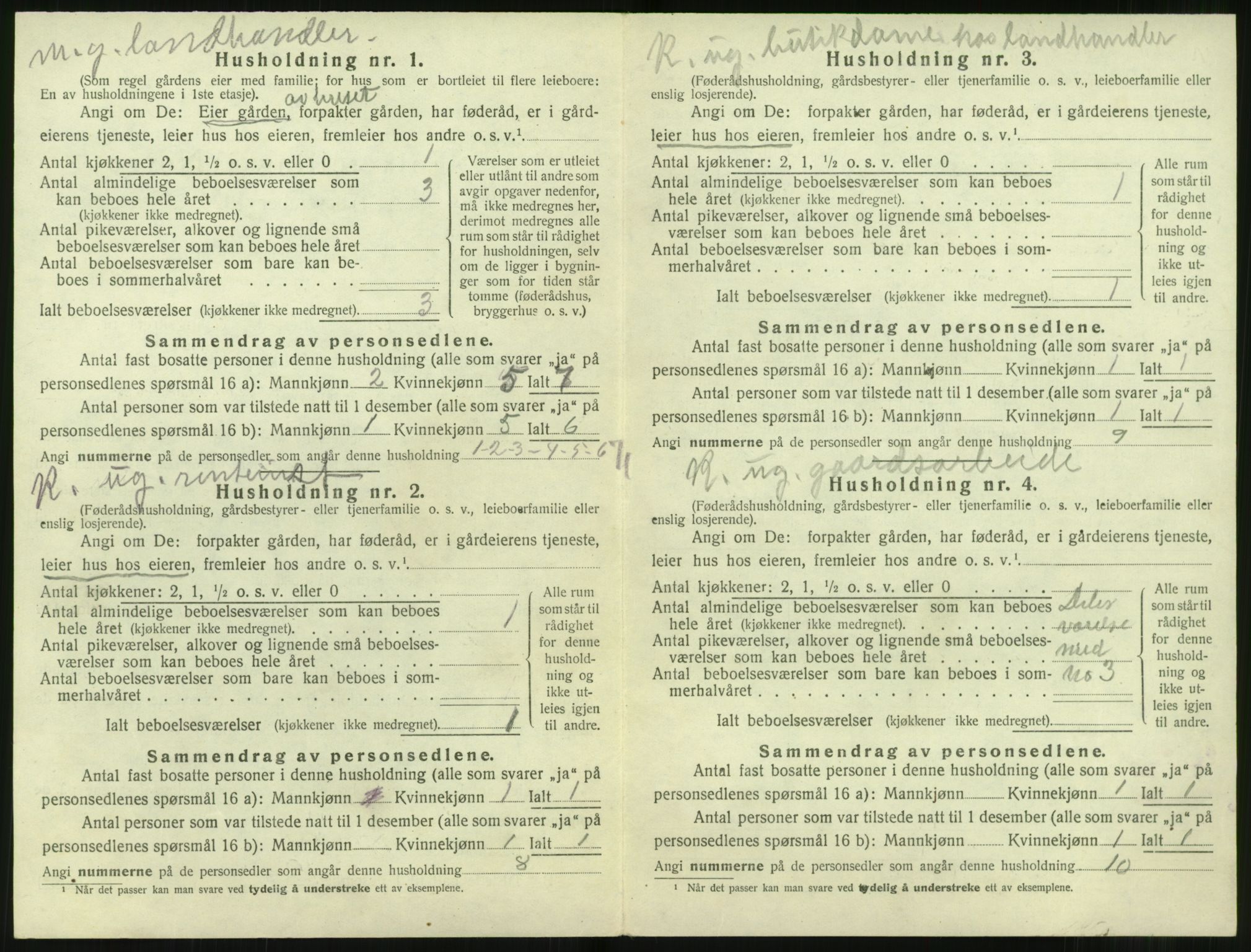 SAT, 1920 census for Sunnylven, 1920, p. 103