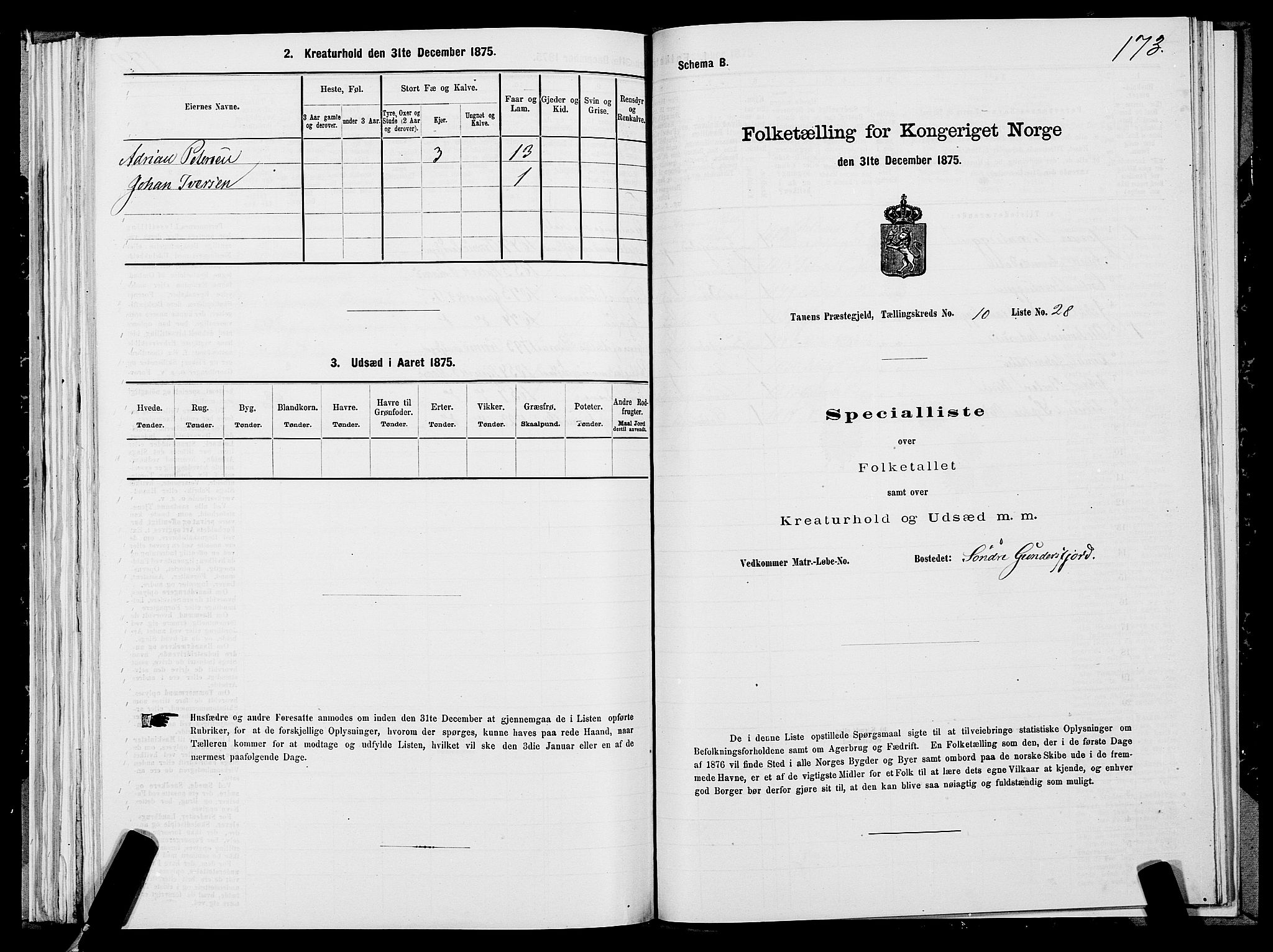 SATØ, 1875 census for 2025P Tana, 1875, p. 3173