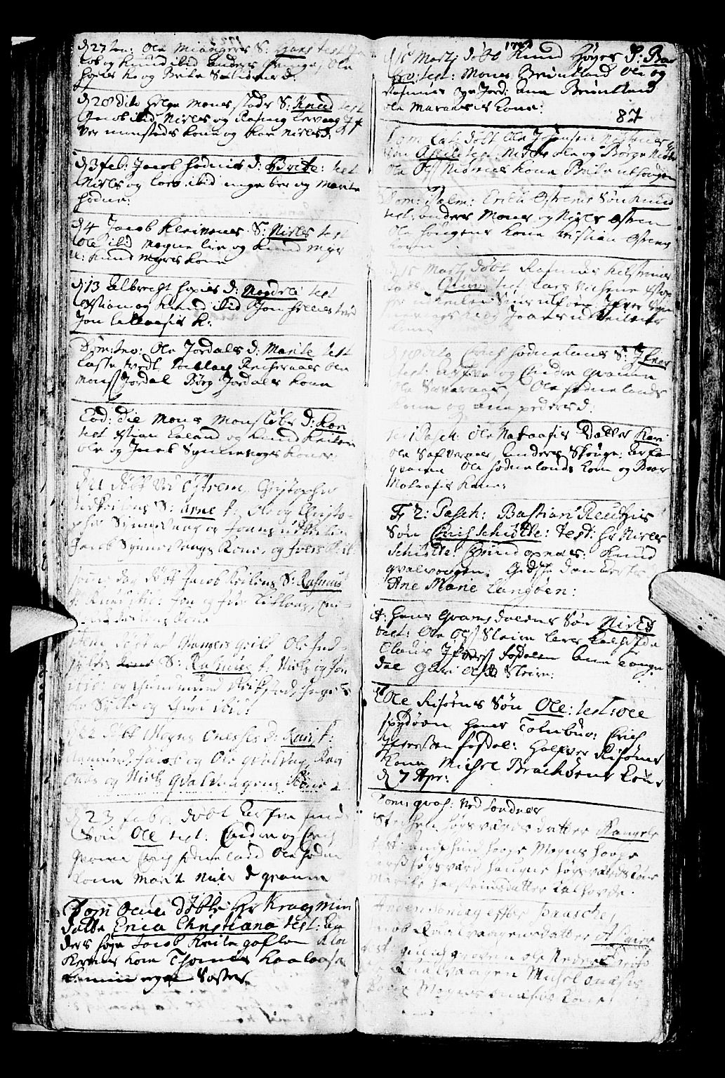 Lindås Sokneprestembete, AV/SAB-A-76701/H/Haa/Haaa/L0001: Parish register (official) no. A 1, 1699-1746, p. 87