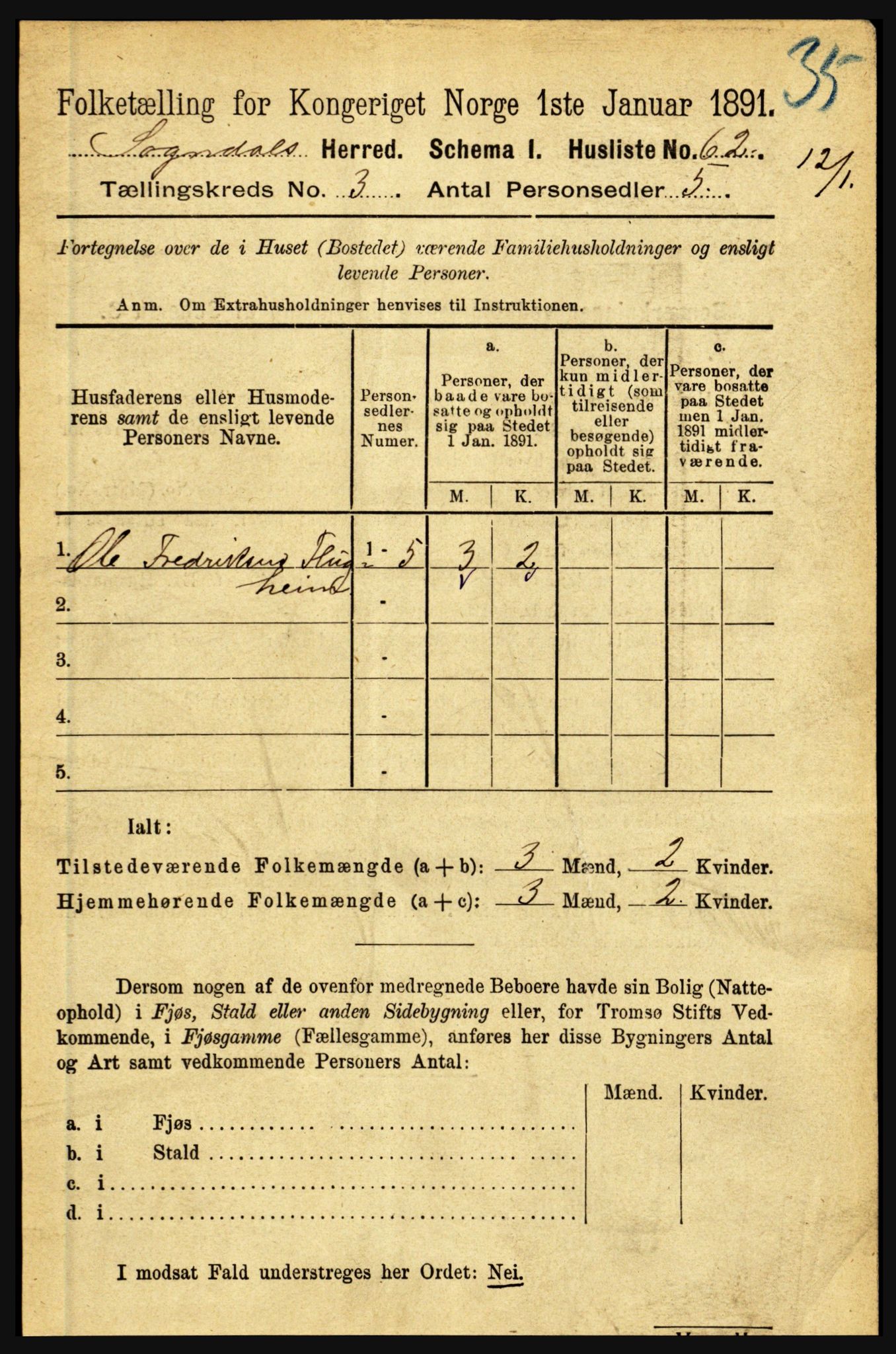 RA, 1891 census for 1420 Sogndal, 1891, p. 1480