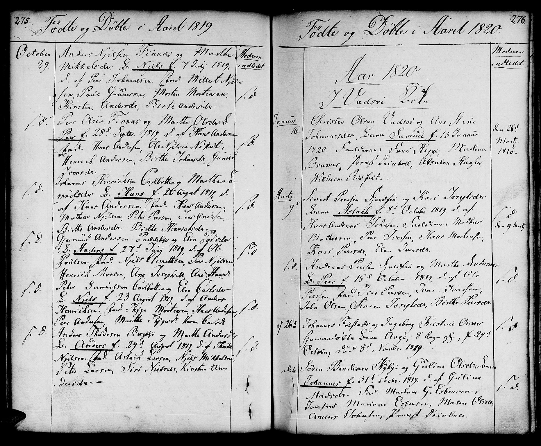 Vadsø sokneprestkontor, SATØ/S-1325/H/Ha/L0002kirke: Parish register (official) no. 2, 1764-1821, p. 275-276