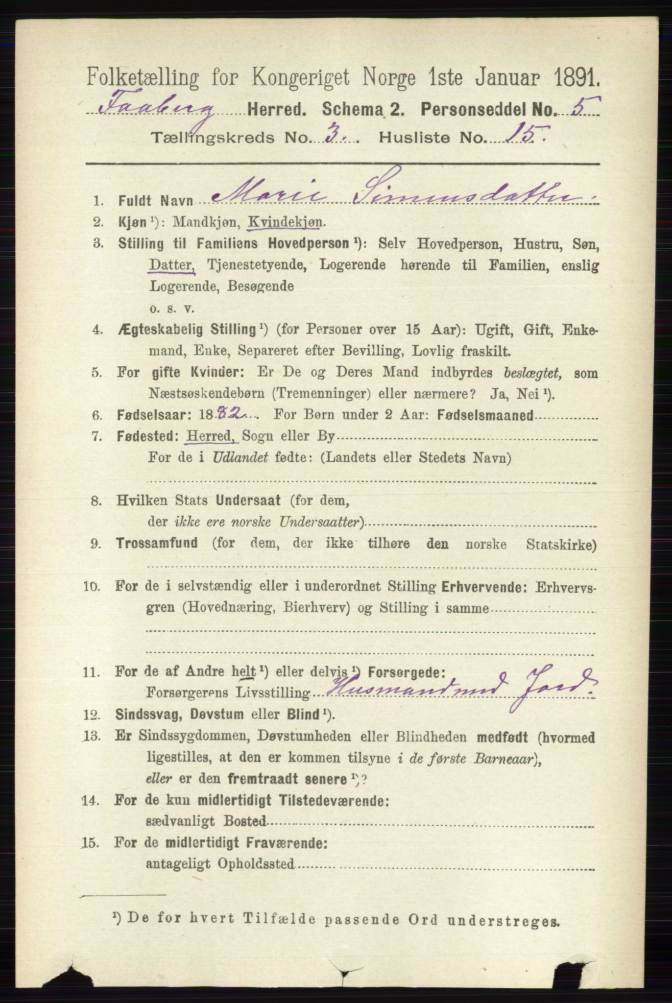 RA, 1891 census for 0524 Fåberg, 1891, p. 942