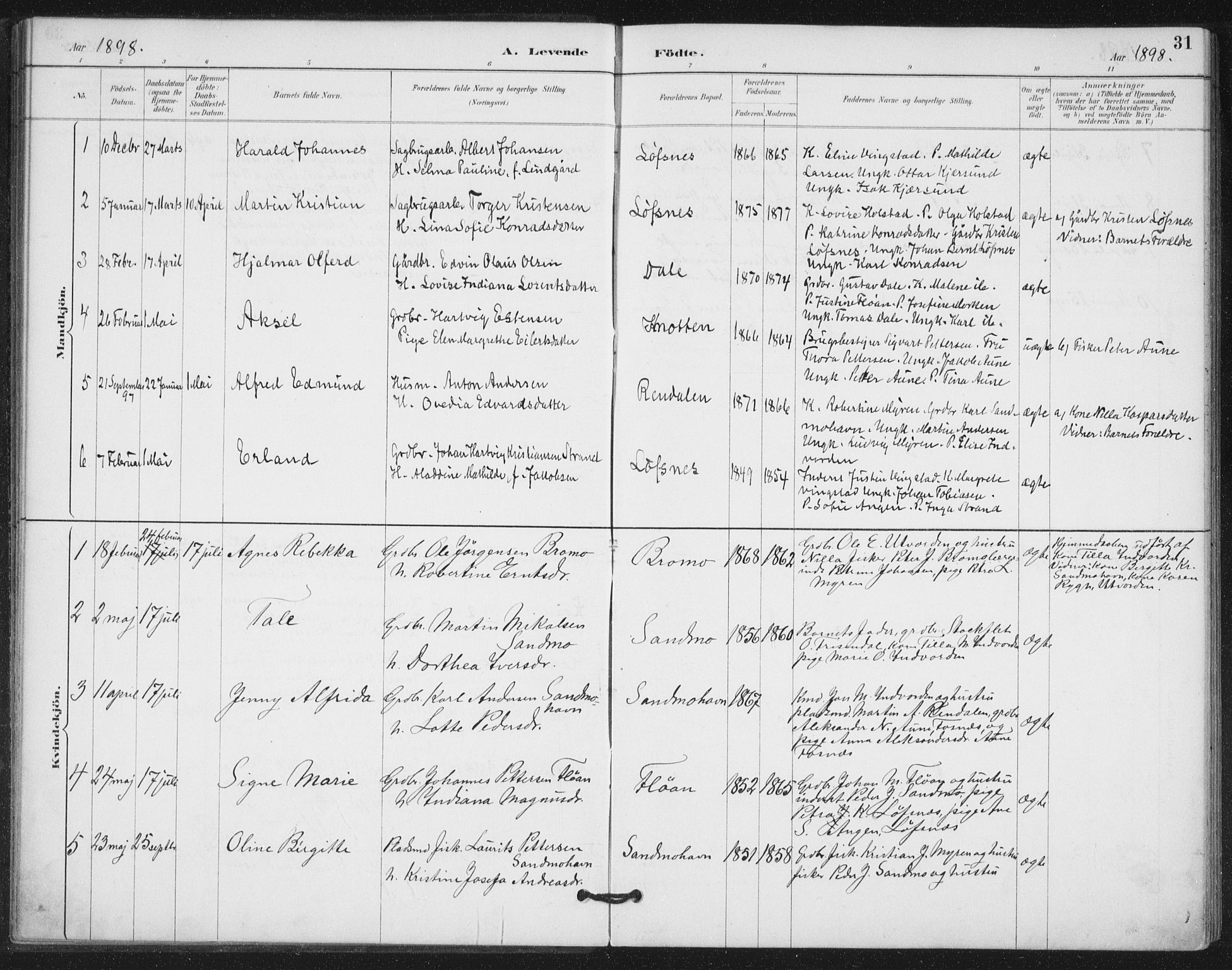 Ministerialprotokoller, klokkerbøker og fødselsregistre - Nord-Trøndelag, SAT/A-1458/772/L0603: Parish register (official) no. 772A01, 1885-1912, p. 31