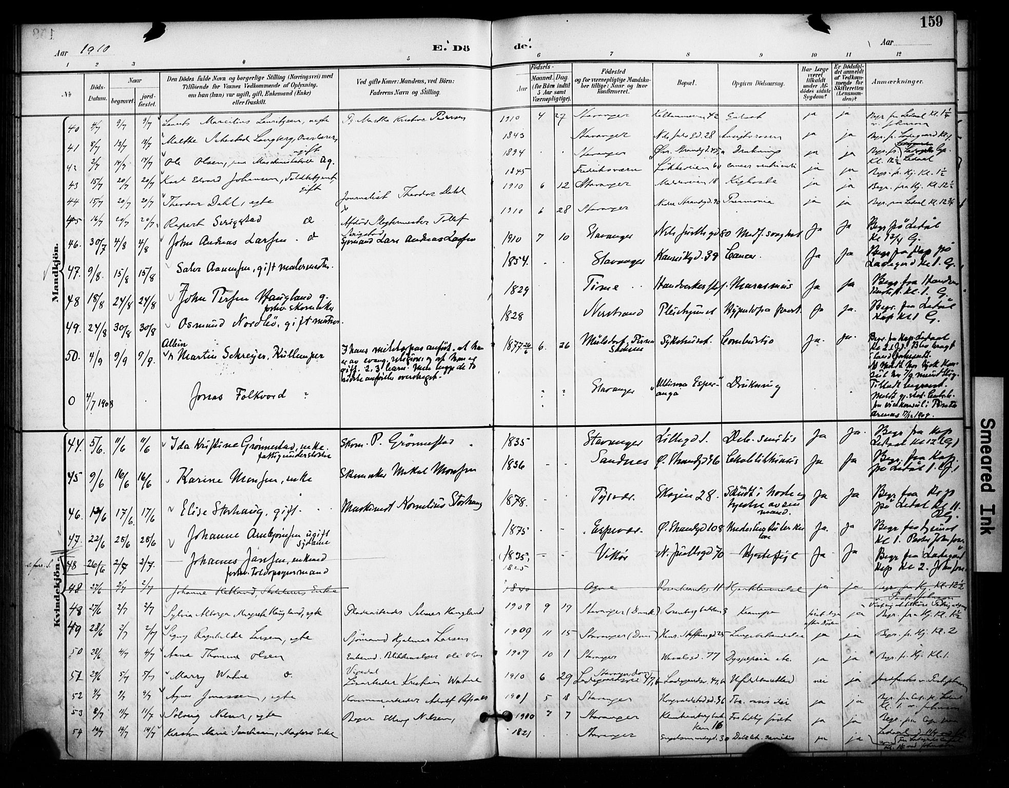 Domkirken sokneprestkontor, AV/SAST-A-101812/001/30/30BA/L0032: Parish register (official) no. A 31, 1896-1917, p. 159